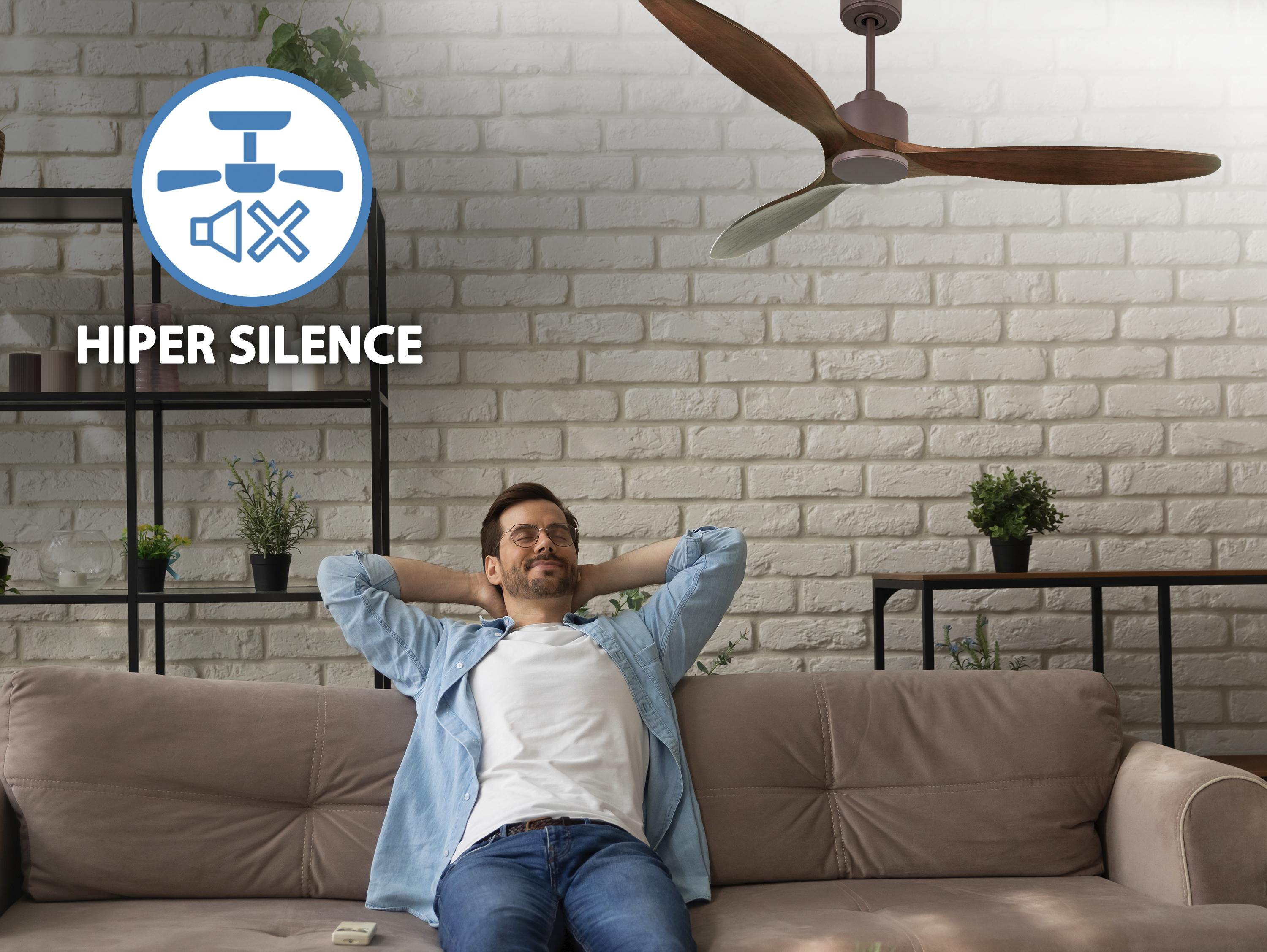 Ventilatore da soffitto Reversibile Termostato Wifi Motore CC Tetti inclinati Telecomando Hypersilence Memoria