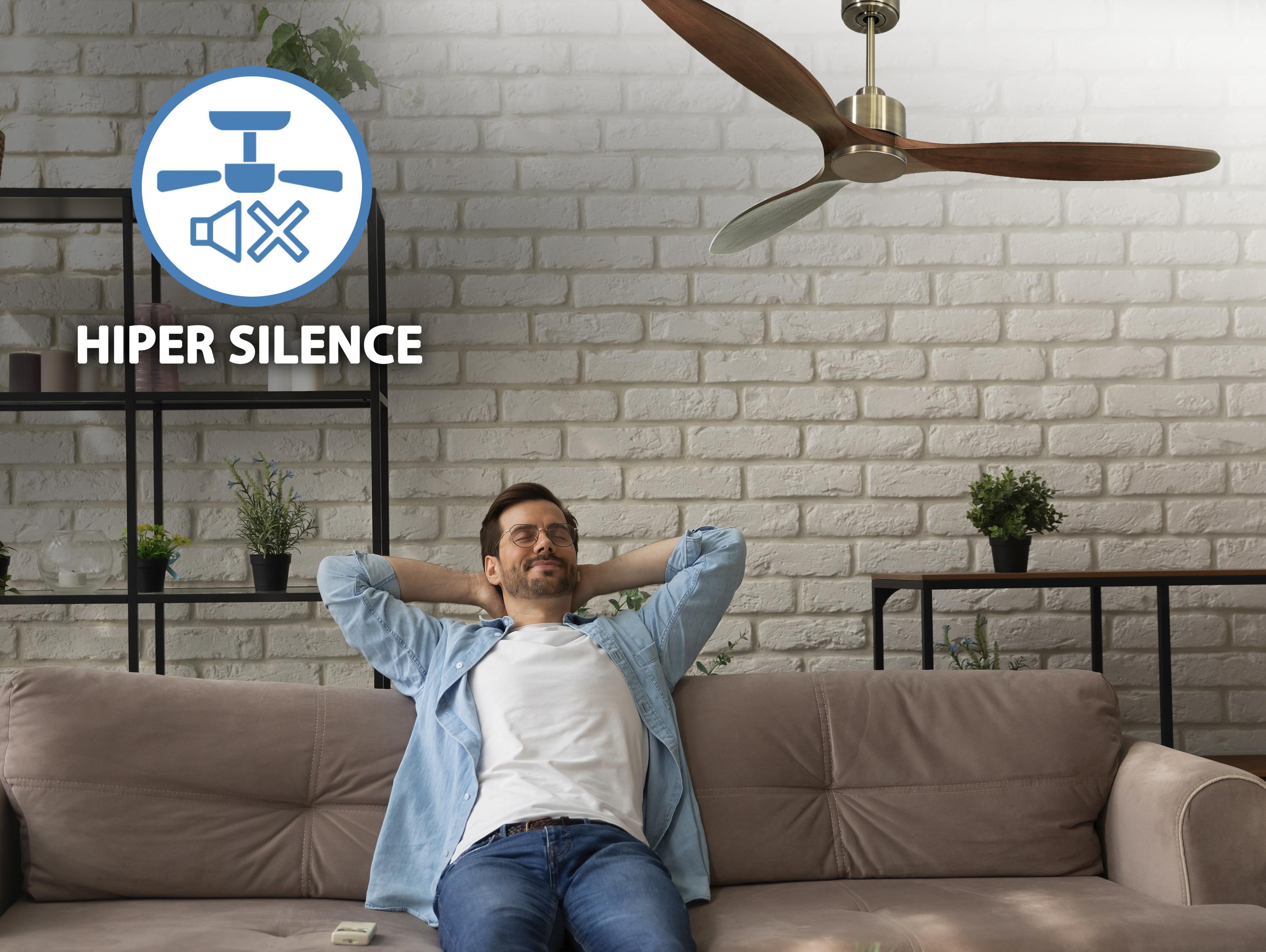 Ventilatore da soffitto Reversibile Termostato Wifi Motore CC Tetti inclinati Telecomando Hypersilence Memoria