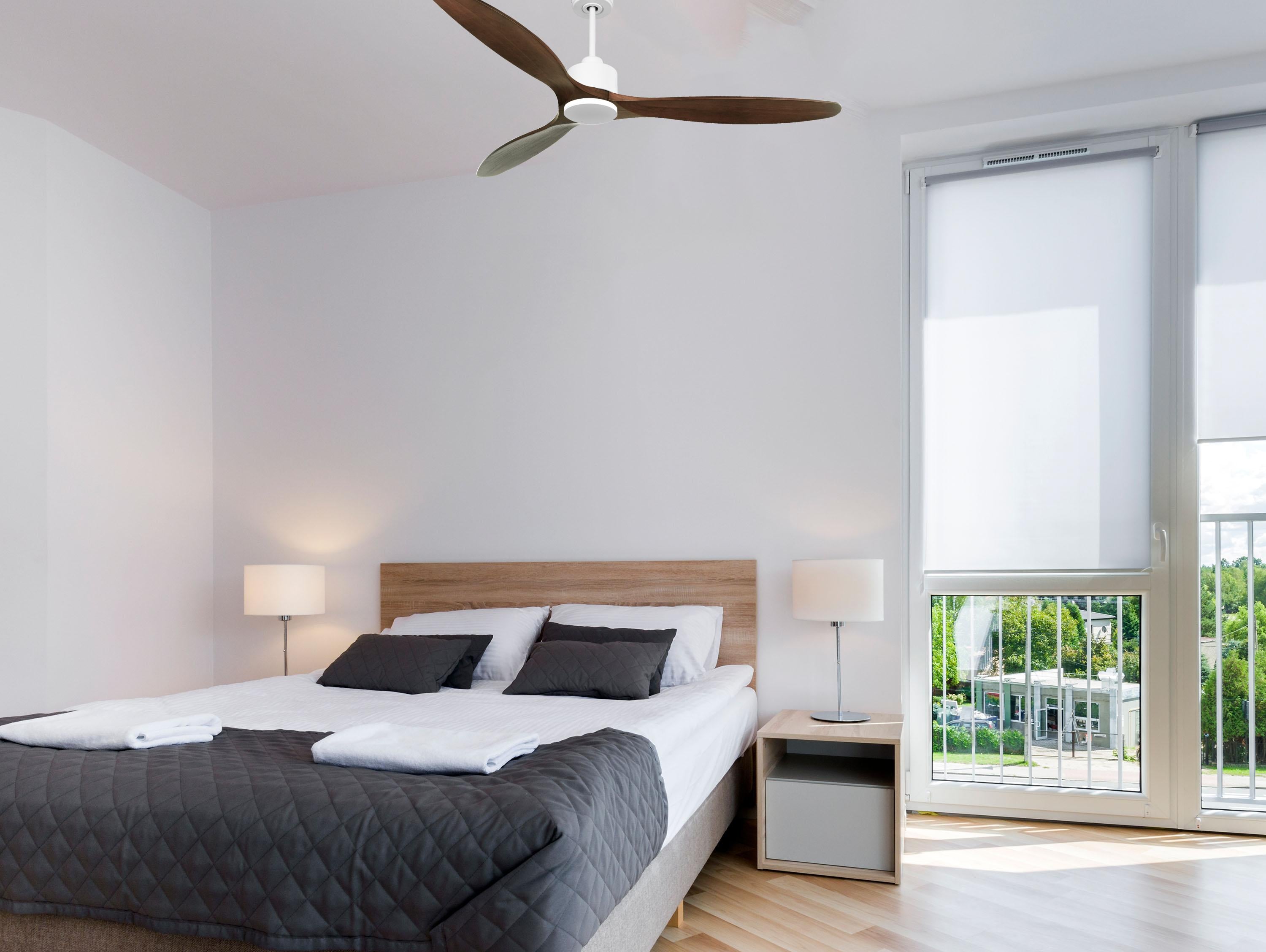 Ventilatore da soffitto Reversibile Termostato Wifi Motore CC Tetti inclinati Telecomando Hypersilence Memoria