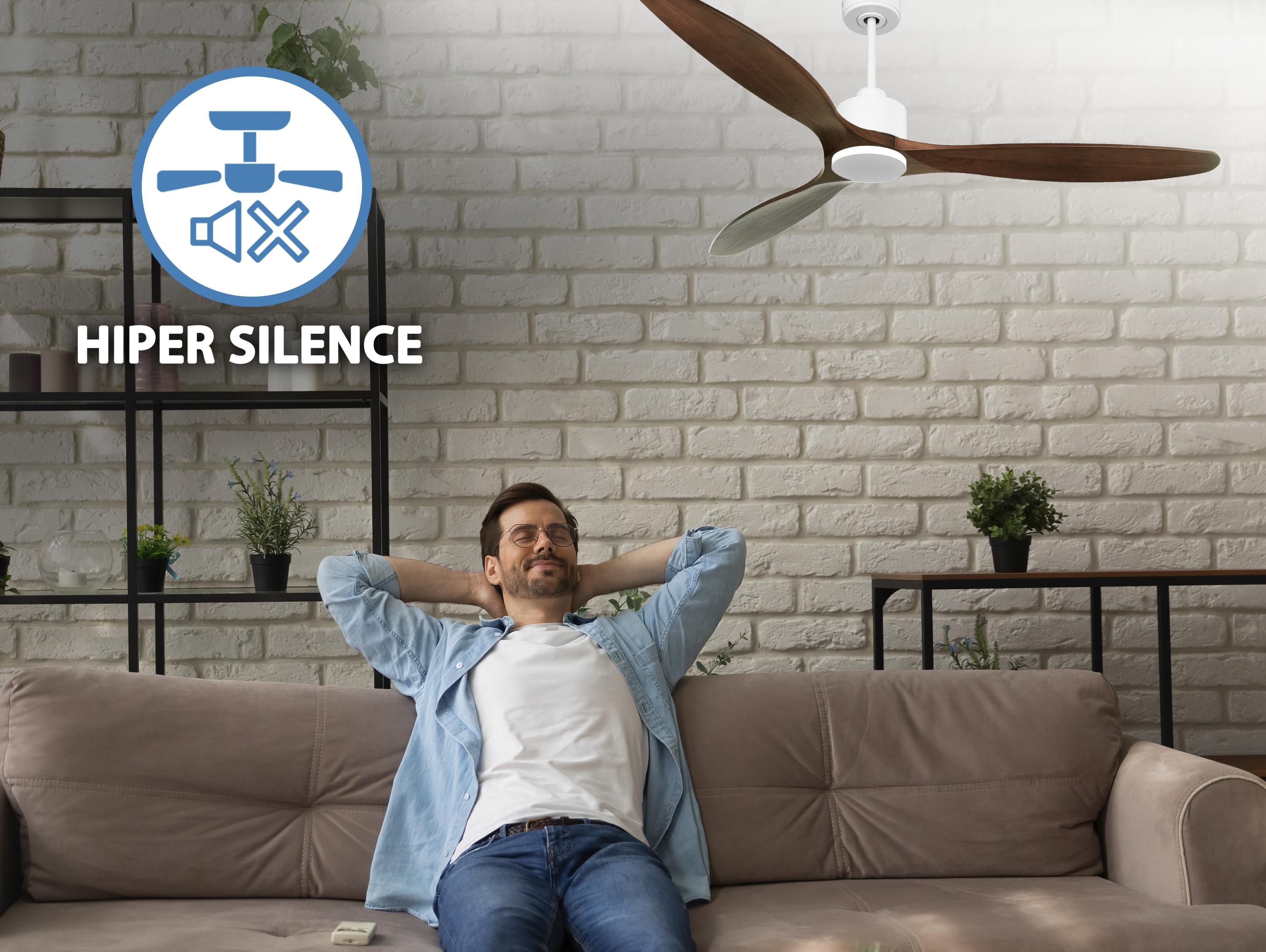 Ventilatore da soffitto Reversibile Termostato Wifi Motore CC Tetti inclinati Telecomando Hypersilence Memoria