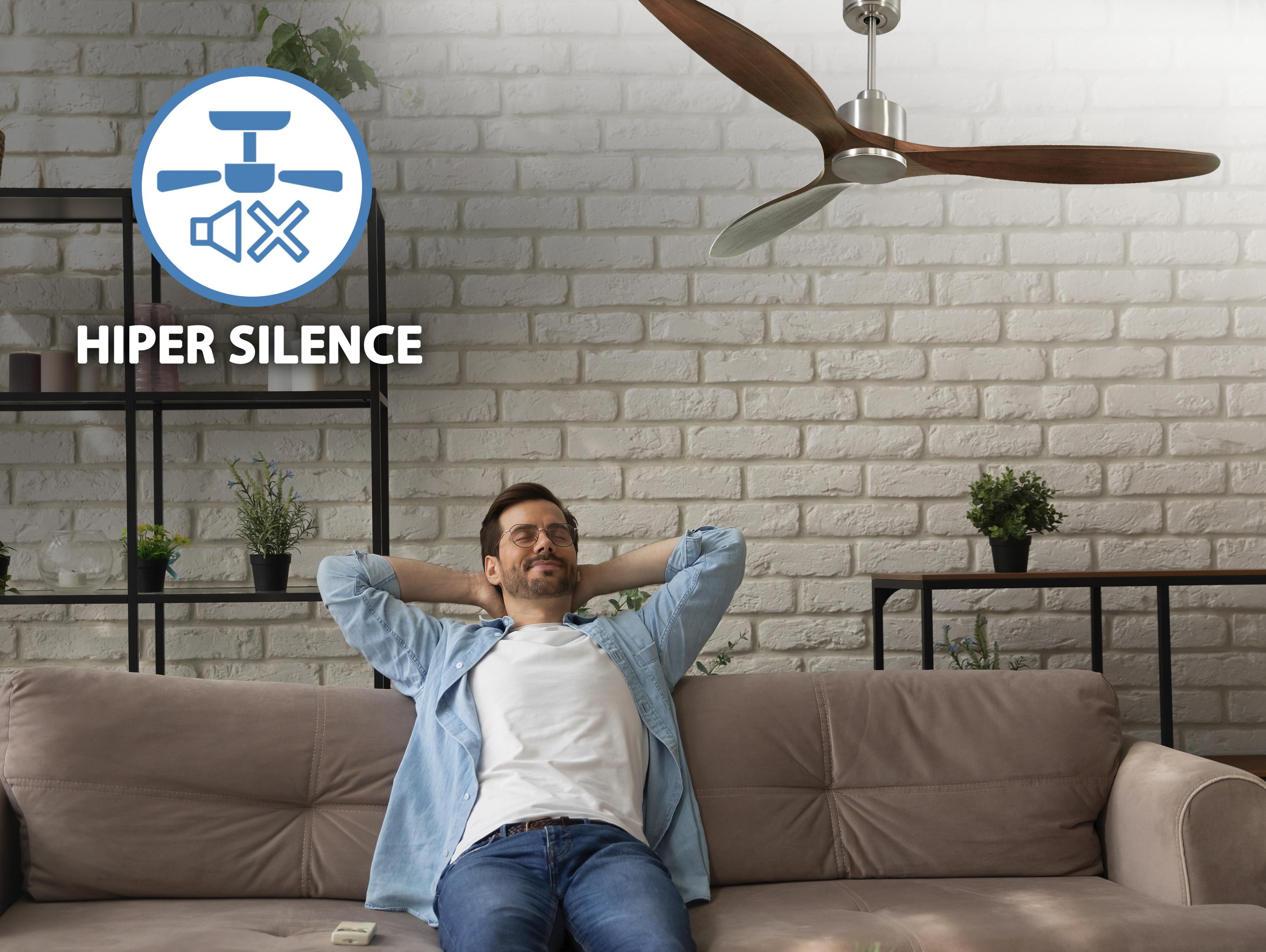 Ventilatore da soffitto Reversibile Termostato Wifi Motore CC Tetti inclinati Telecomando Hypersilence Memoria