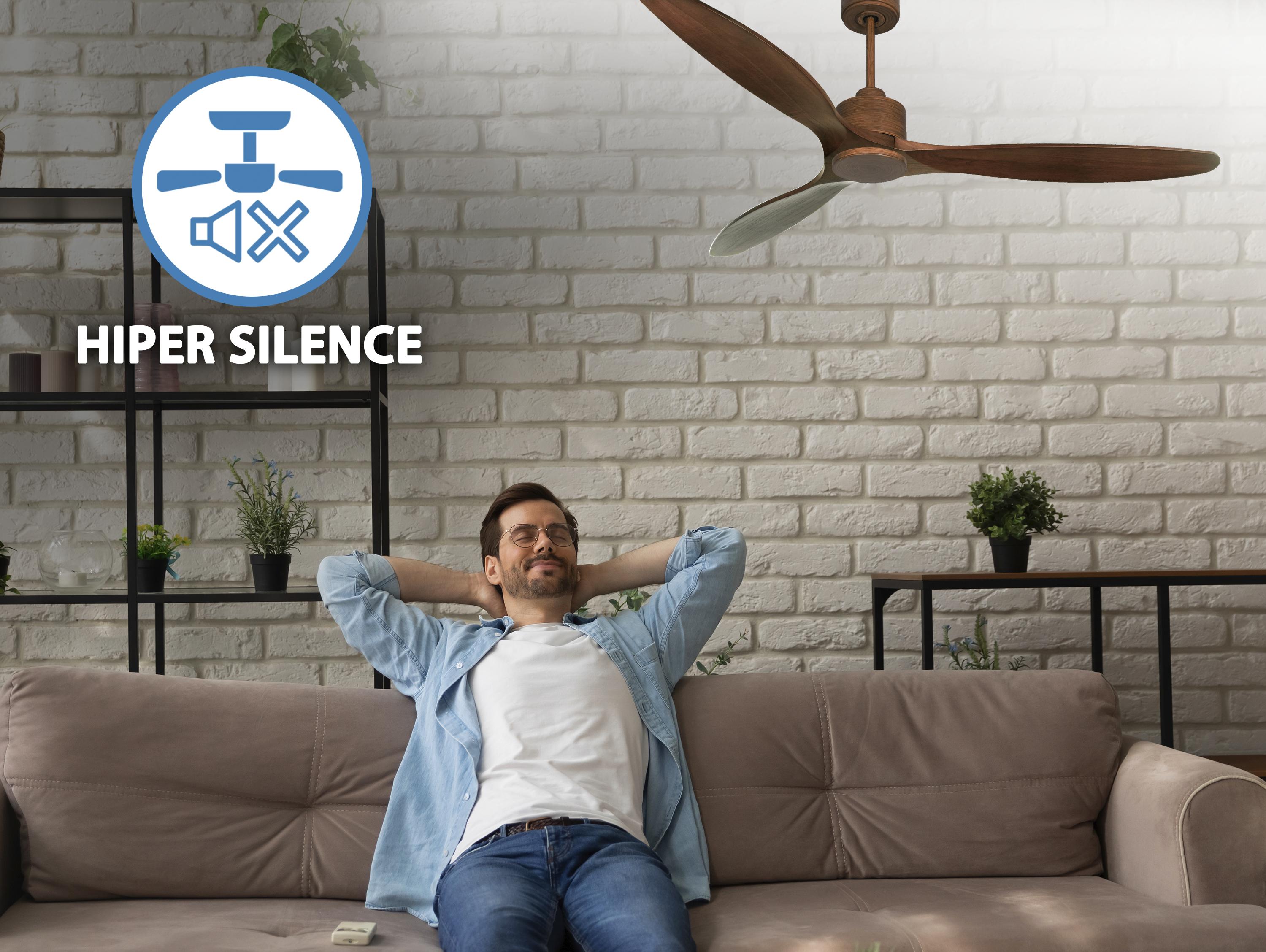 Ventilatore da soffitto Reversibile Termostato Wifi Motore CC Tetti inclinati Telecomando Hypersilence Memoria