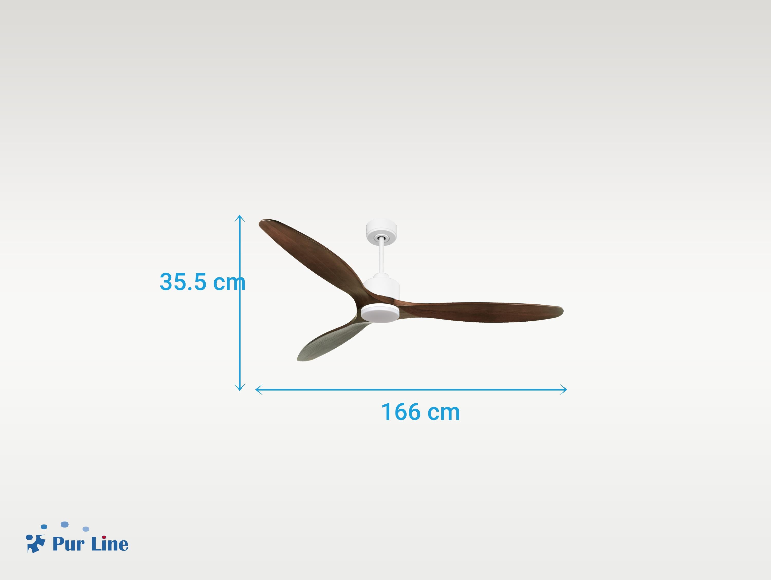 Ventilatore da soffitto Reversibile Termostato Dimmabile Wifi Motore CC Tetti inclinati Telecomando Luce a tre toni Hypersilence Memoria