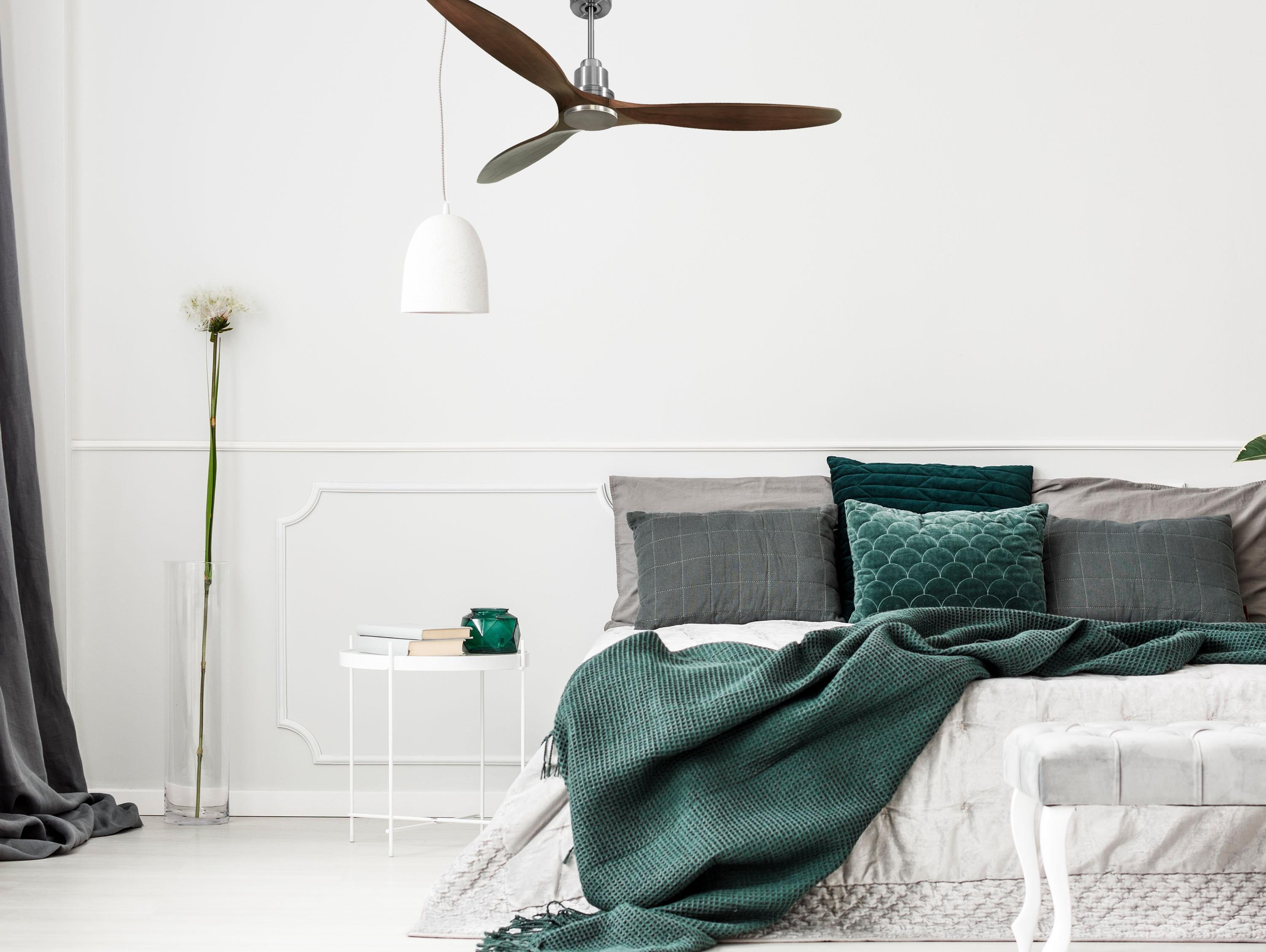 Ventilatore da soffitto Reversibile Termostato Wifi Motore CC Tetti inclinati Telecomando Hypersilence Memoria Shopify Vendible (AUTOMATICO)