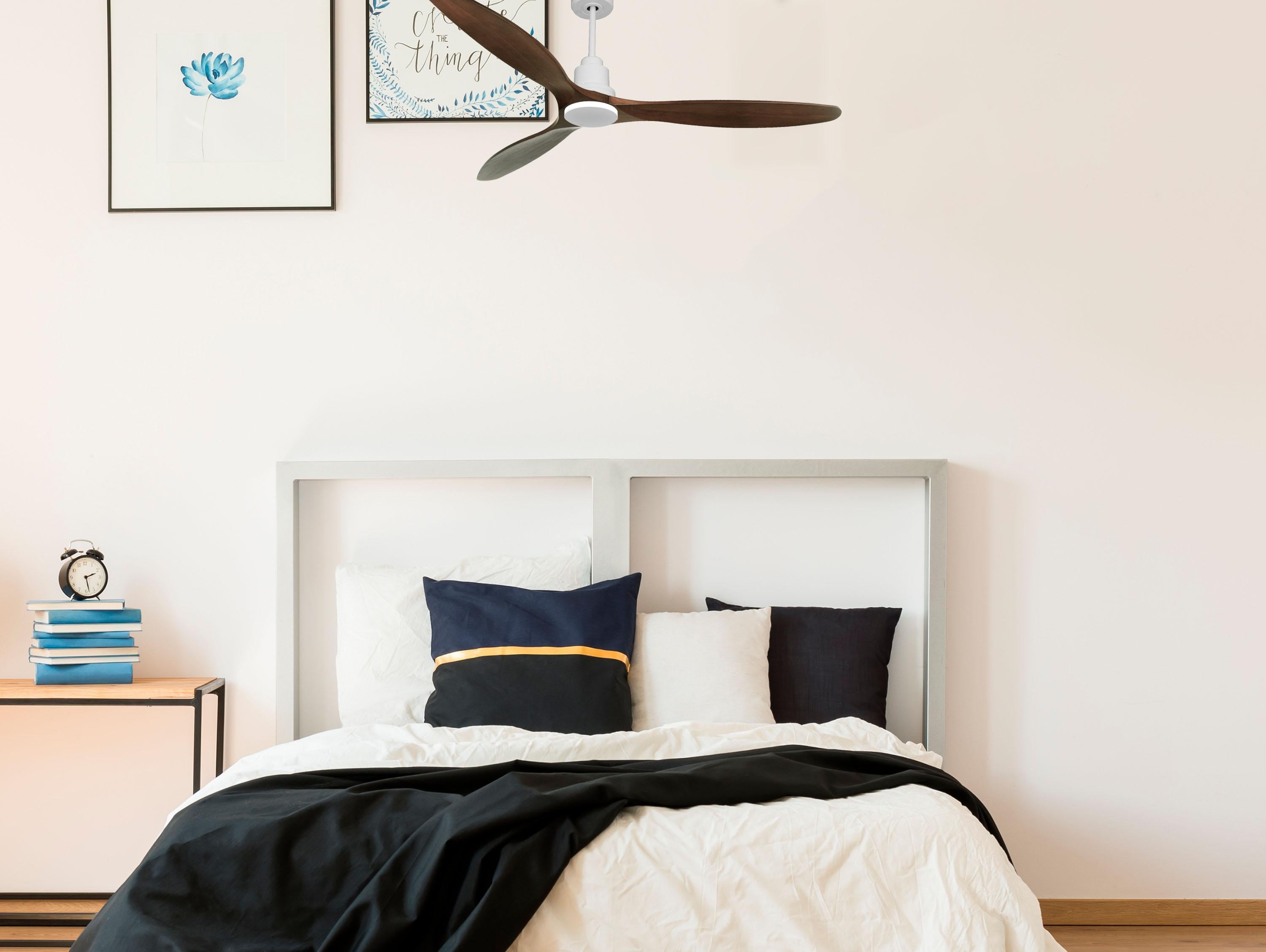 Ventilatore da soffitto Reversibile Termostato Wifi Motore CC Tetti inclinati Telecomando Hypersilence Memoria