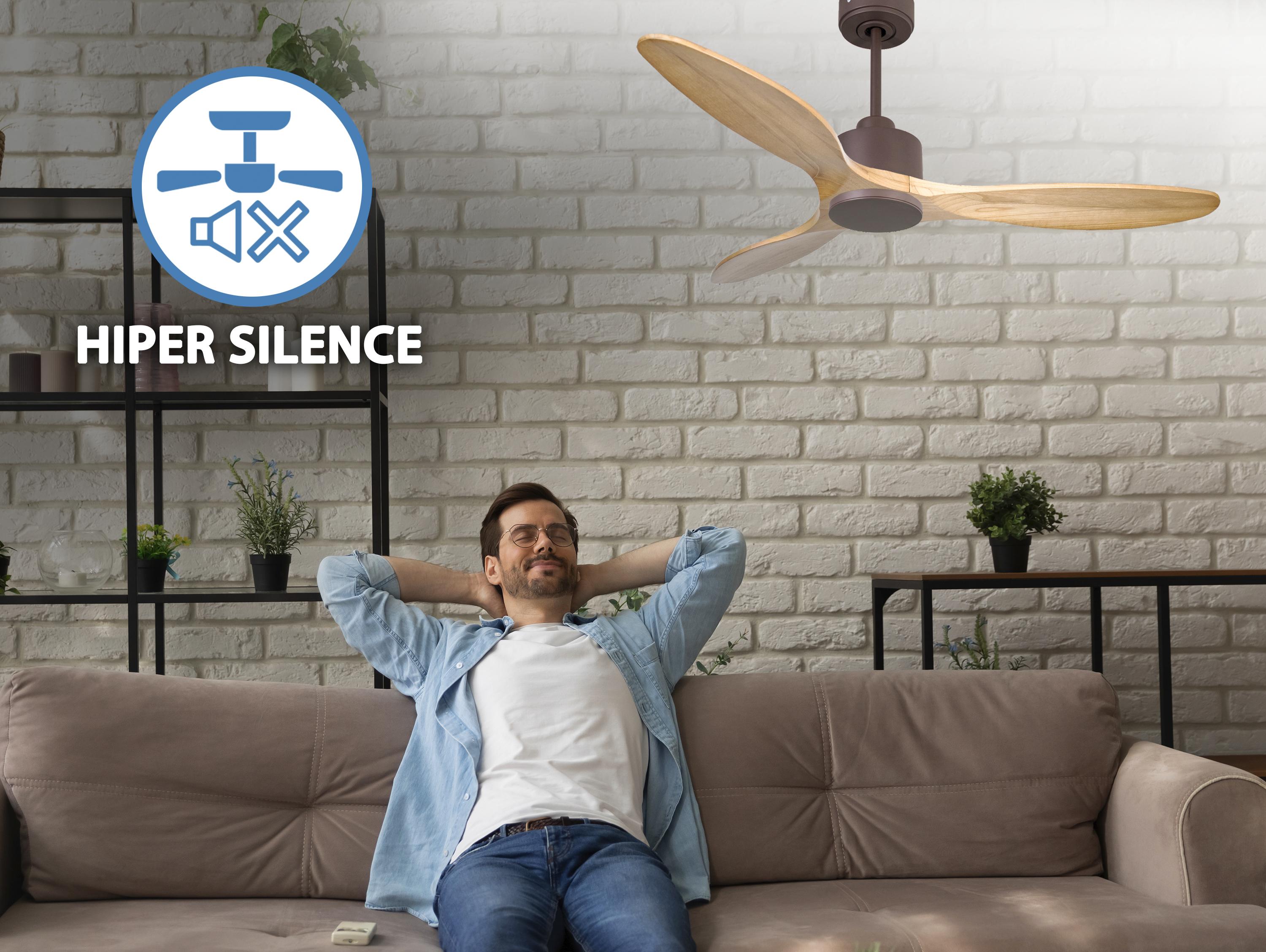 Ventilatore da soffitto Reversibile Termostato Wifi Motore CC Tetti inclinati Telecomando Hypersilence Memoria