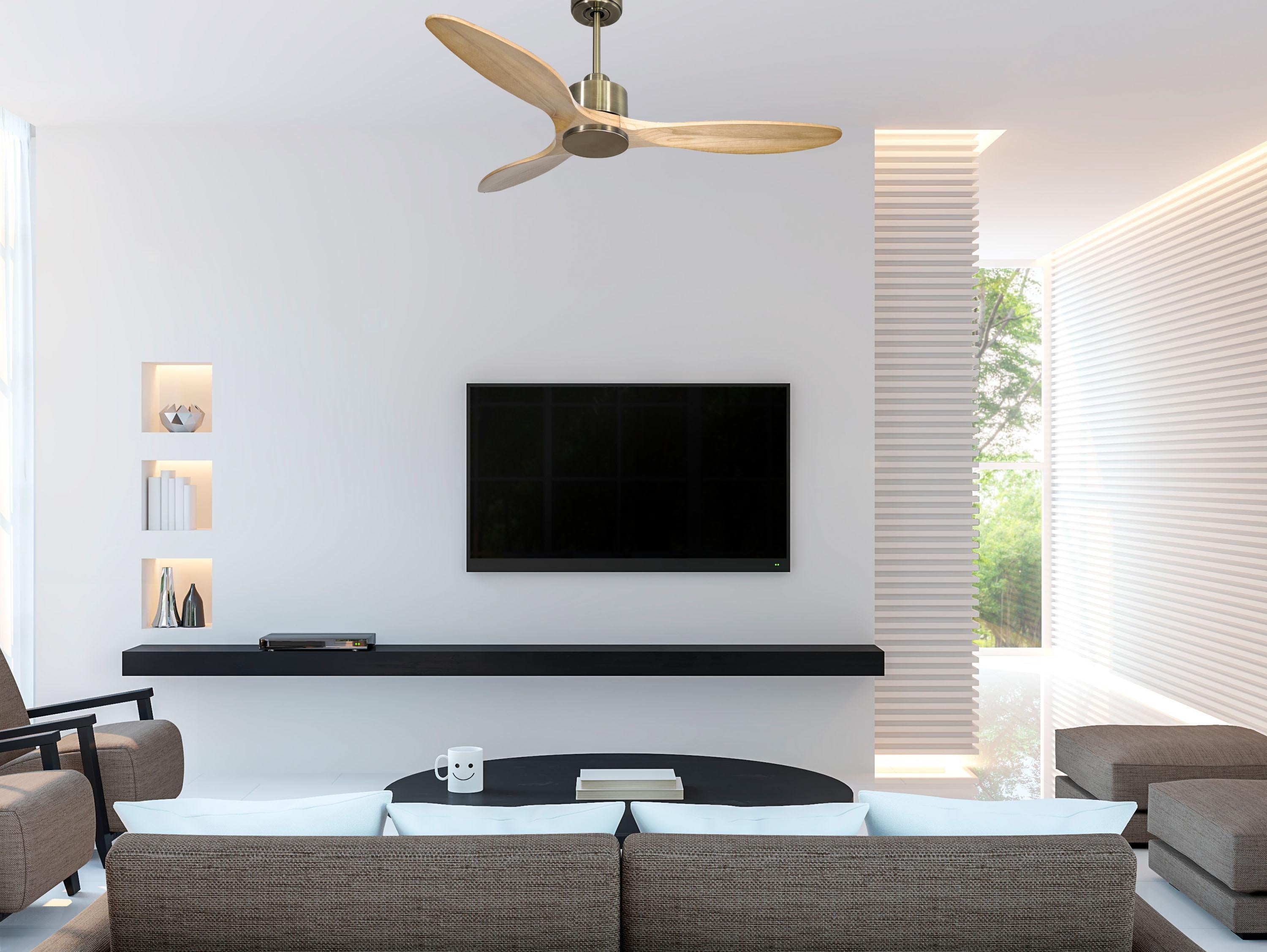 Ventilatore da soffitto Reversibile Termostato Wifi Motore CC Tetti inclinati Telecomando Hypersilence Memoria
