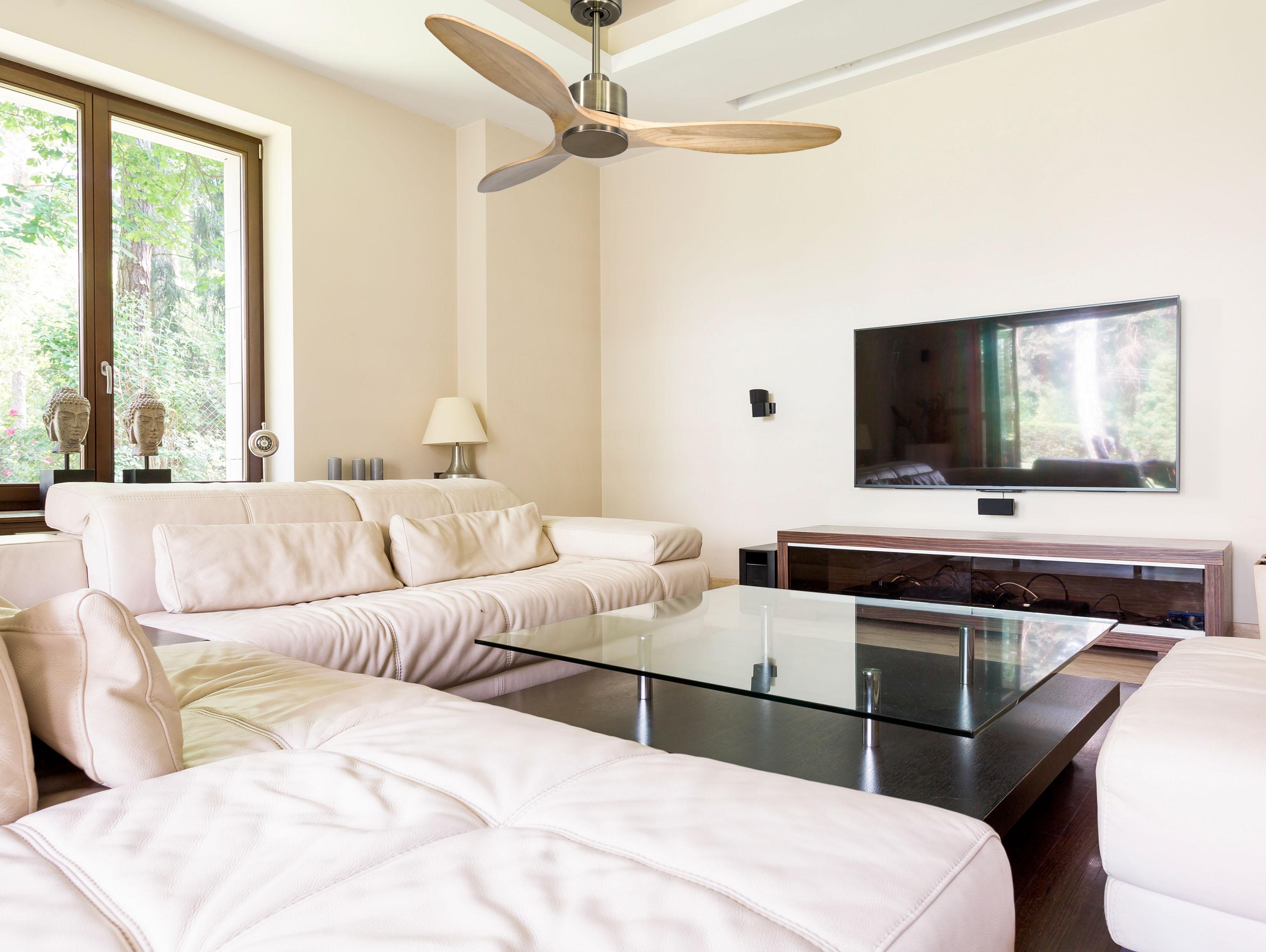 Ventilatore da soffitto Reversibile Termostato Wifi Motore CC Tetti inclinati Telecomando Hypersilence Memoria