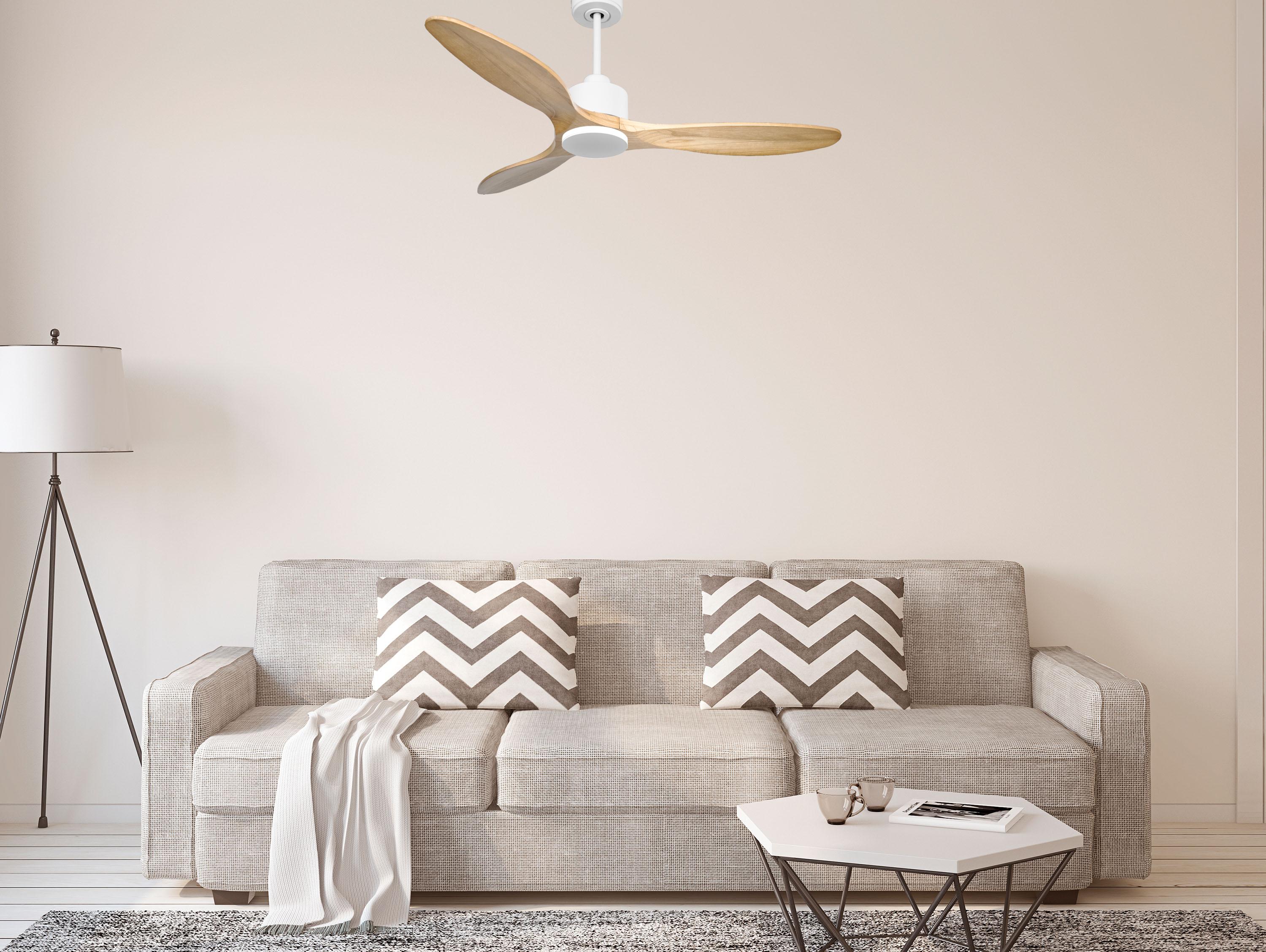 Ventilatore da soffitto Reversibile Termostato Wifi Motore CC Tetti inclinati Telecomando Hypersilence Memoria