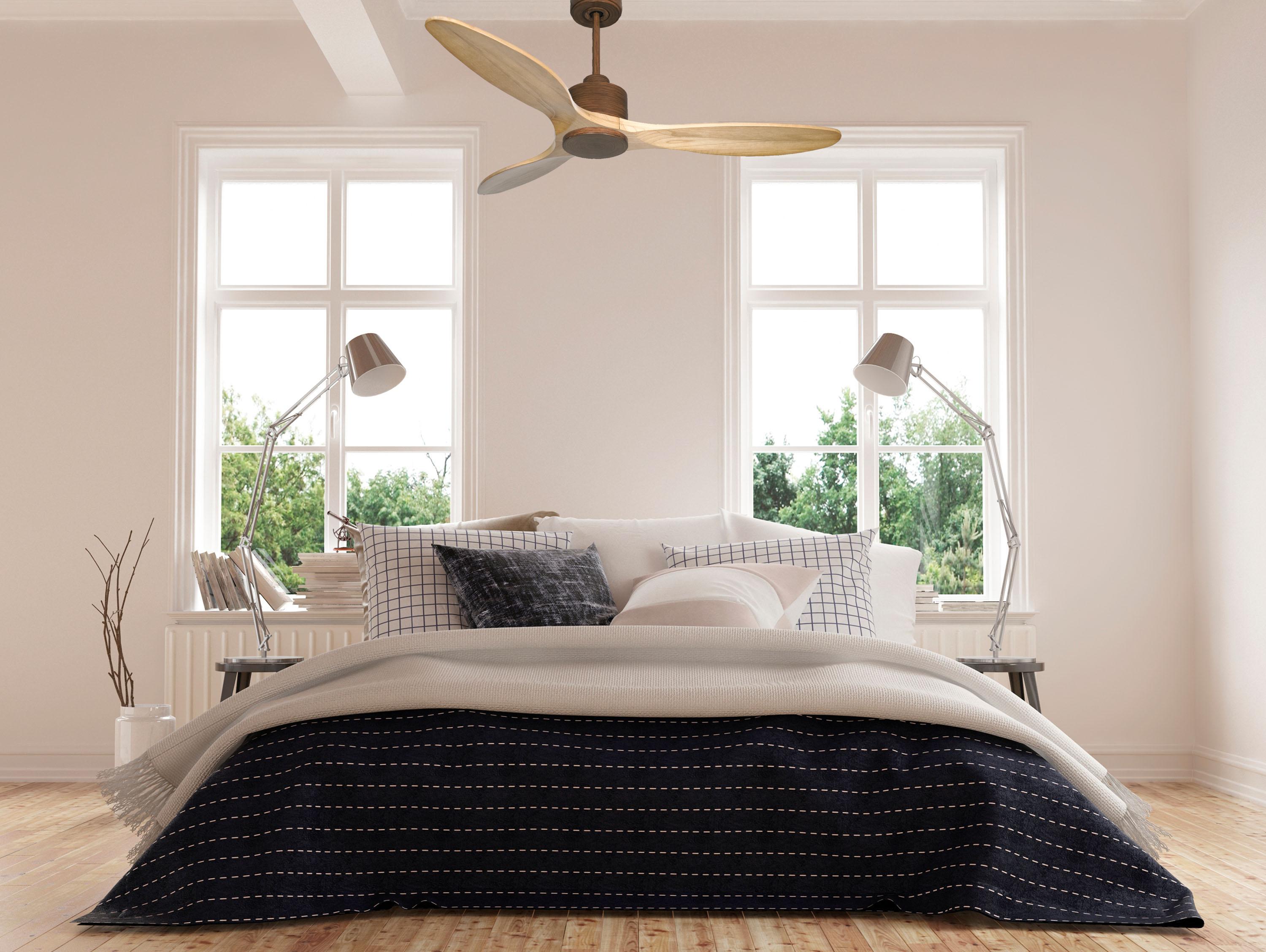 Ventilatore da soffitto Reversibile Termostato Wifi Motore CC Tetti inclinati Telecomando Hypersilence Memoria