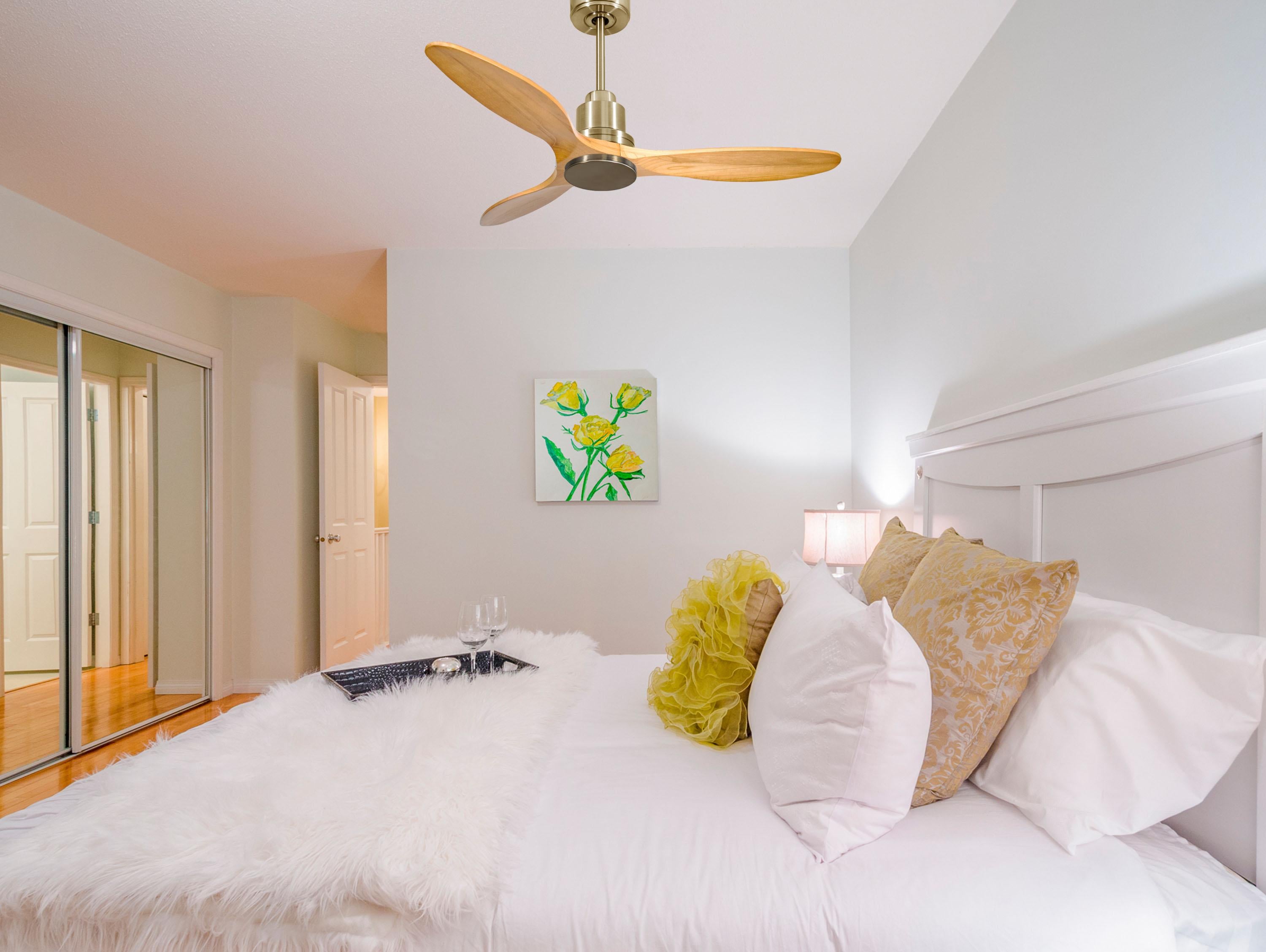 Ventilatore da soffitto Reversibile Termostato Wifi Motore CC Tetti inclinati Telecomando Hypersilence Memoria