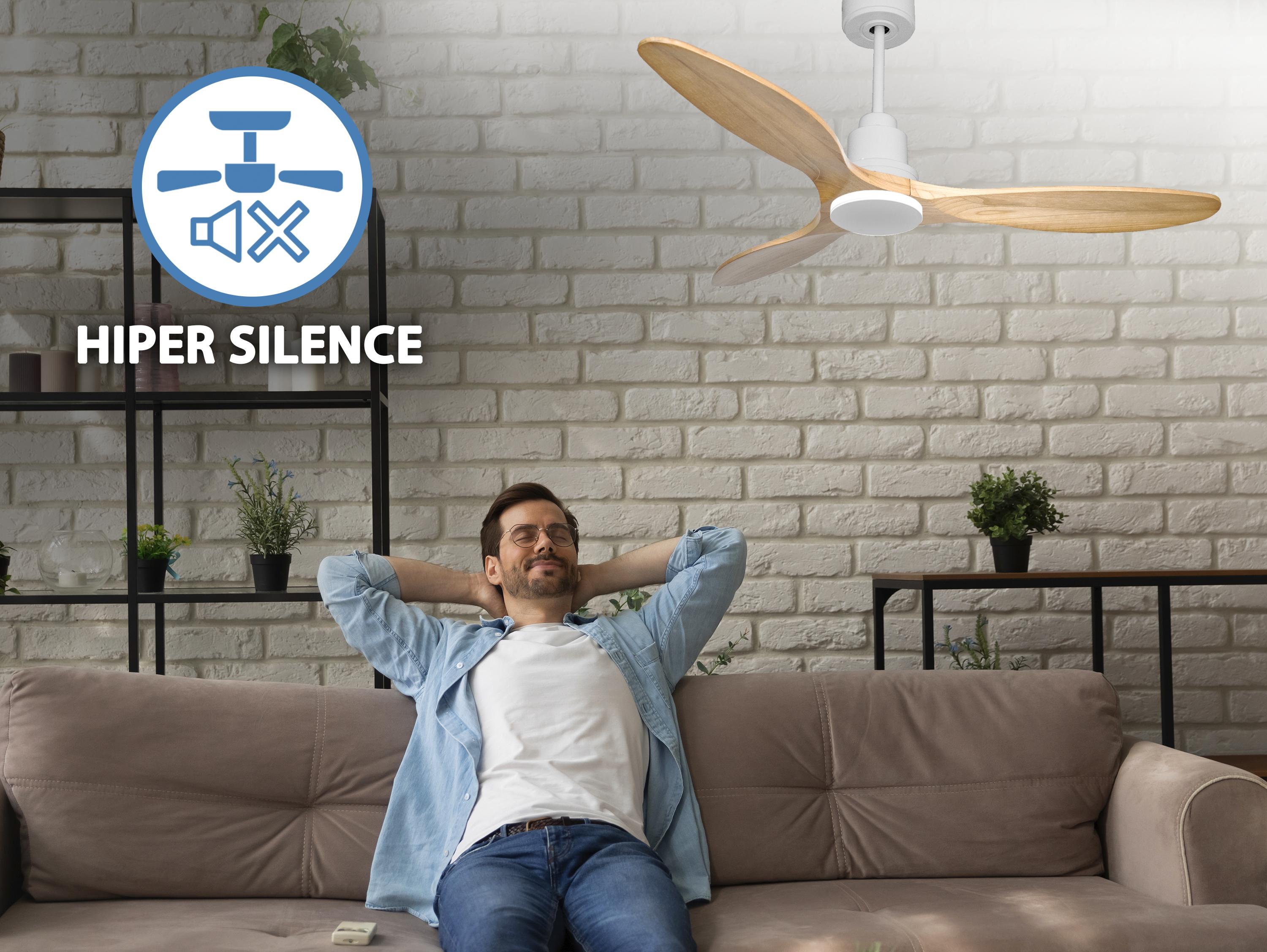 Ventilatore da soffitto Reversibile Termostato Paese vendibile Wifi Motore CC Tetti inclinati Telecomando Hypersilence Memoria
