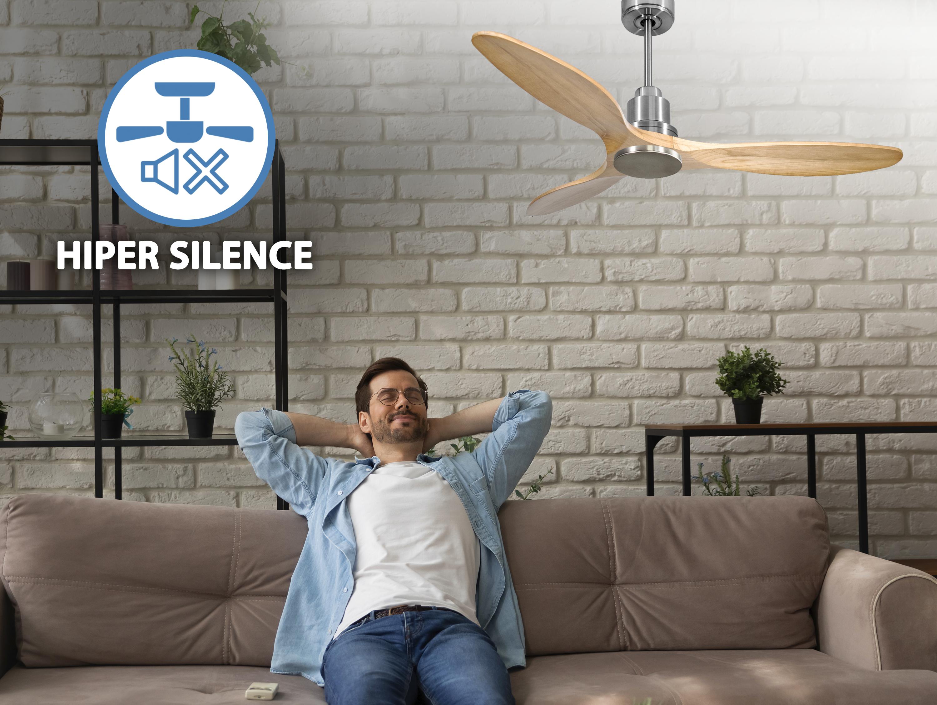 Ventilatore da soffitto Reversibile Termostato Wifi Motore CC Tetti inclinati Telecomando Hypersilence Memoria