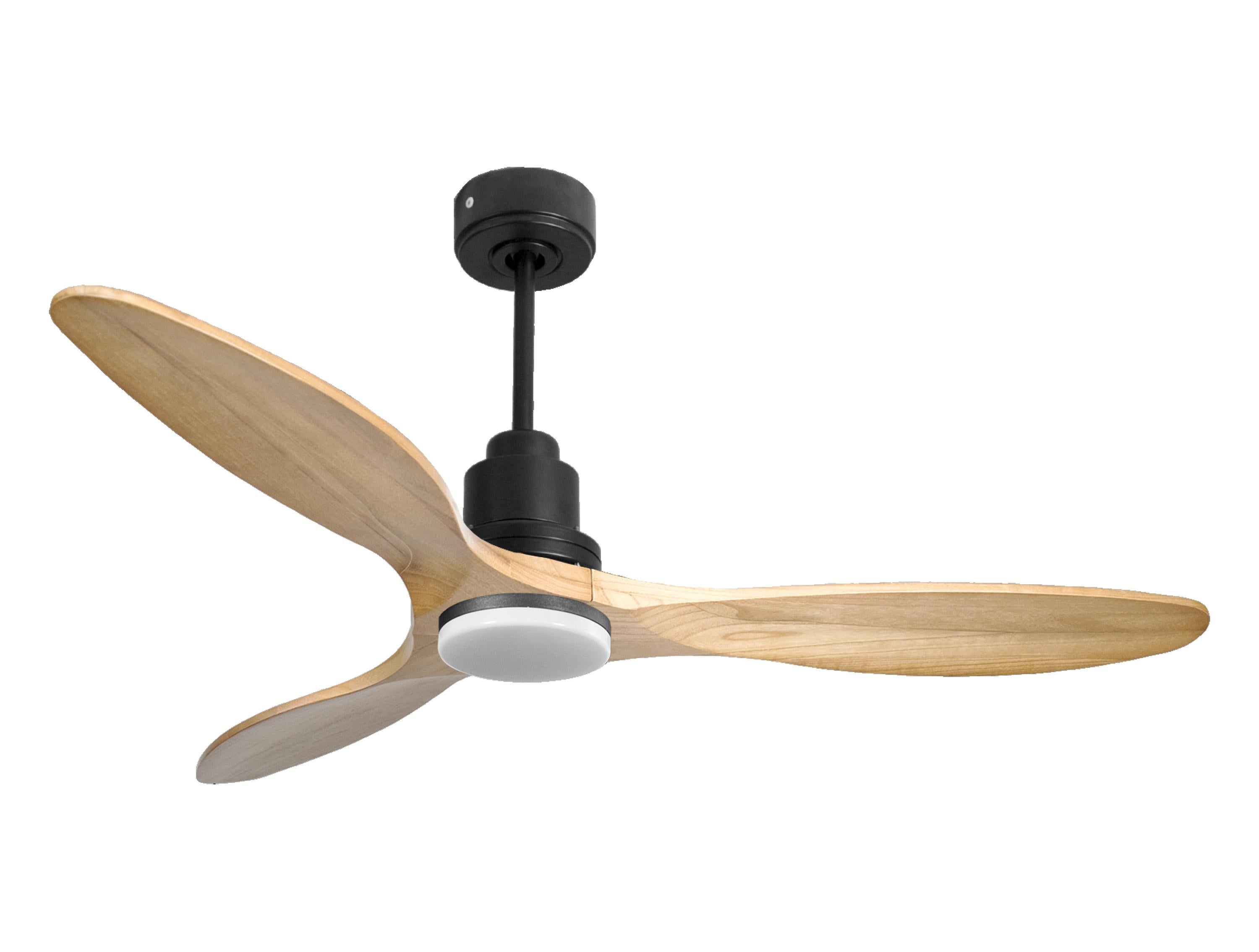Ventilatore da soffitto Reversibile Termostato Dimmabile Wifi Motore CC Tetti inclinati Telecomando Luce a tre toni Hypersilence Memoria