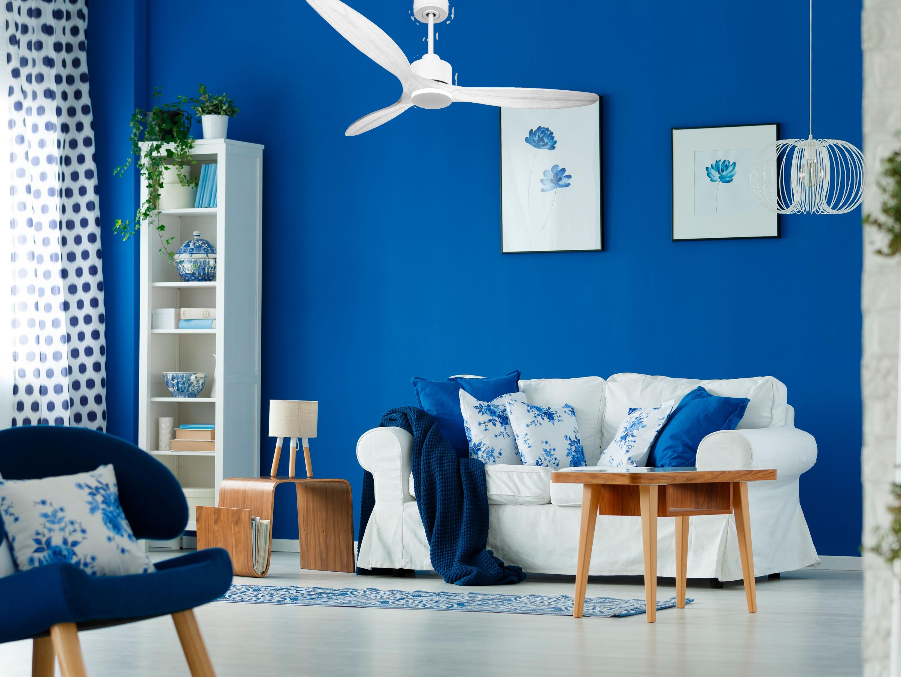 Ventilatore da soffitto Reversibile Termostato Wifi Motore CC Tetti inclinati Telecomando Hypersilence Memoria Shopify Vendible (AUTOMATICO)