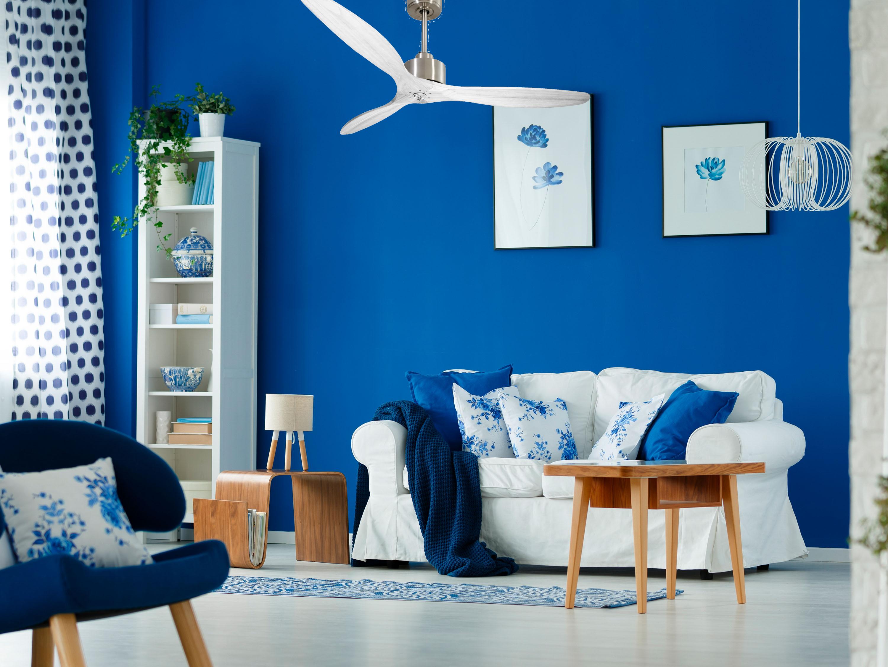 Ventilatore da soffitto Reversibile Termostato Dimmabile Wifi Motore CC Tetti inclinati Telecomando Luce a tre toni Hypersilence Memoria Shopify Vendible (AUTOMATICO)