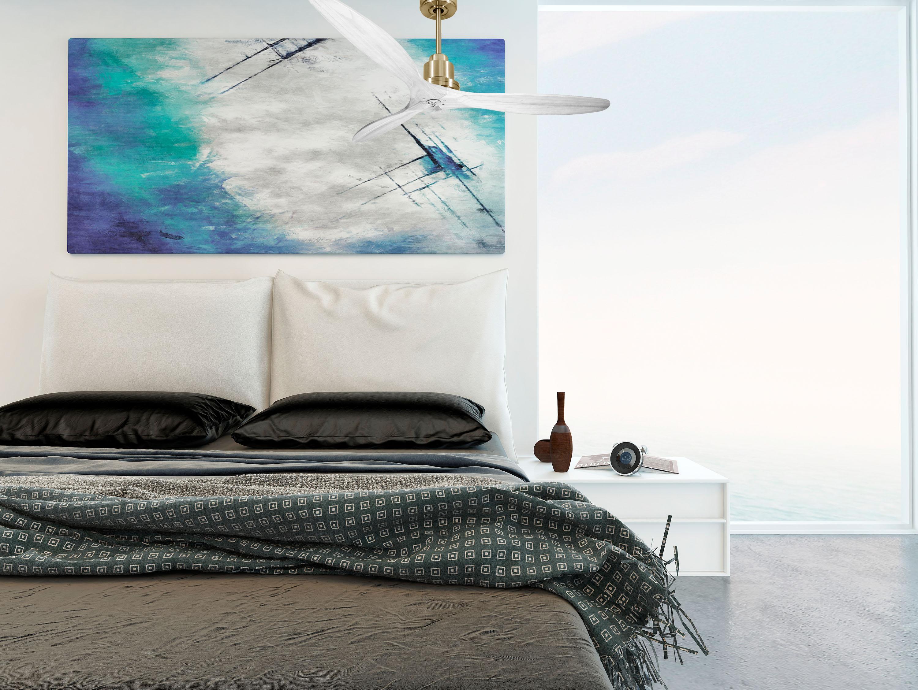 Ventilatore da soffitto Reversibile Termostato Dimmabile Wifi Motore CC Tetti inclinati Telecomando Luce a tre toni Hypersilence Memoria Shopify Vendible (AUTOMATICO)
