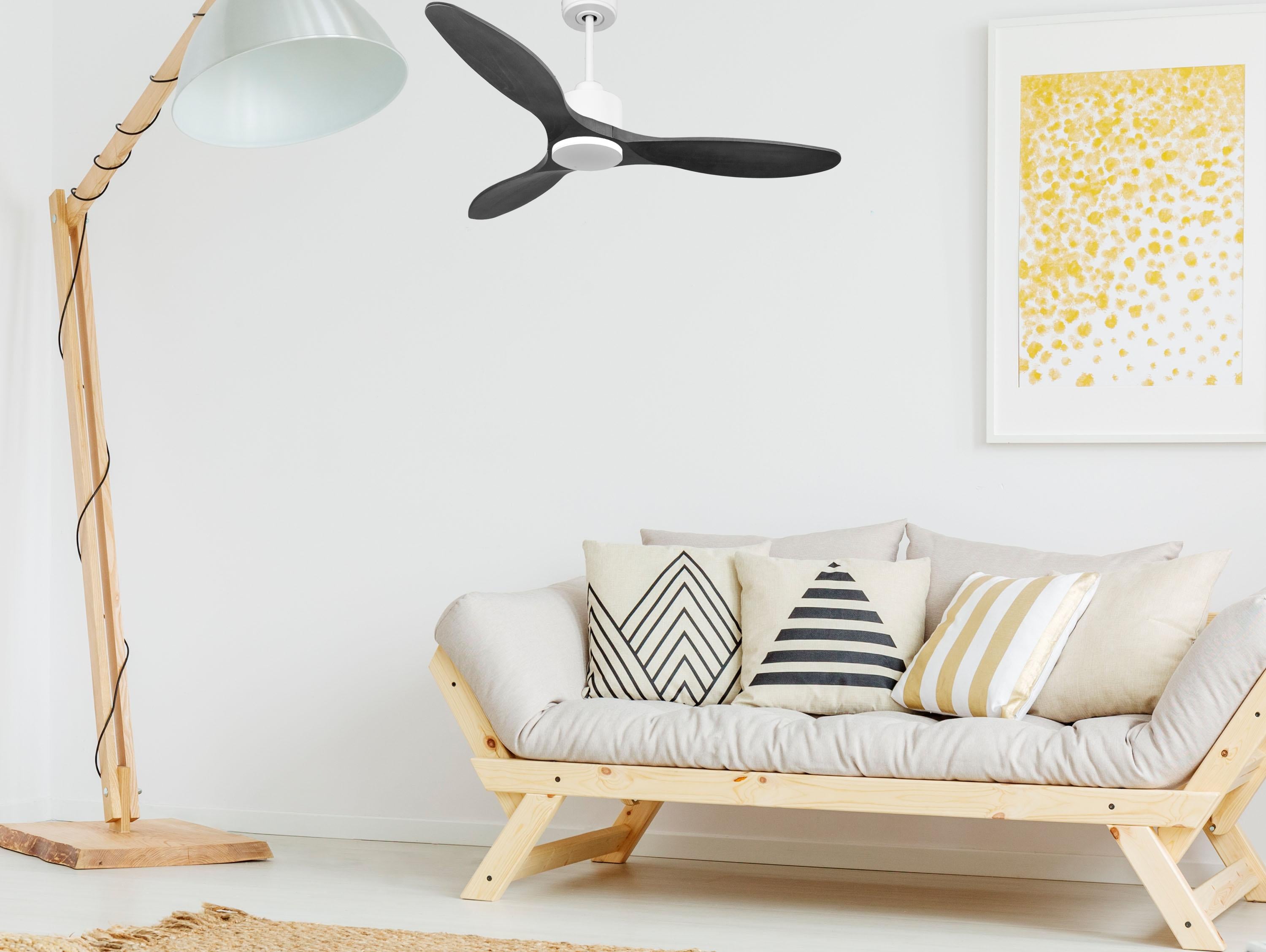 Ventilatore da soffitto Reversibile Termostato Wifi Motore CC Tetti inclinati Telecomando Hypersilence Memoria