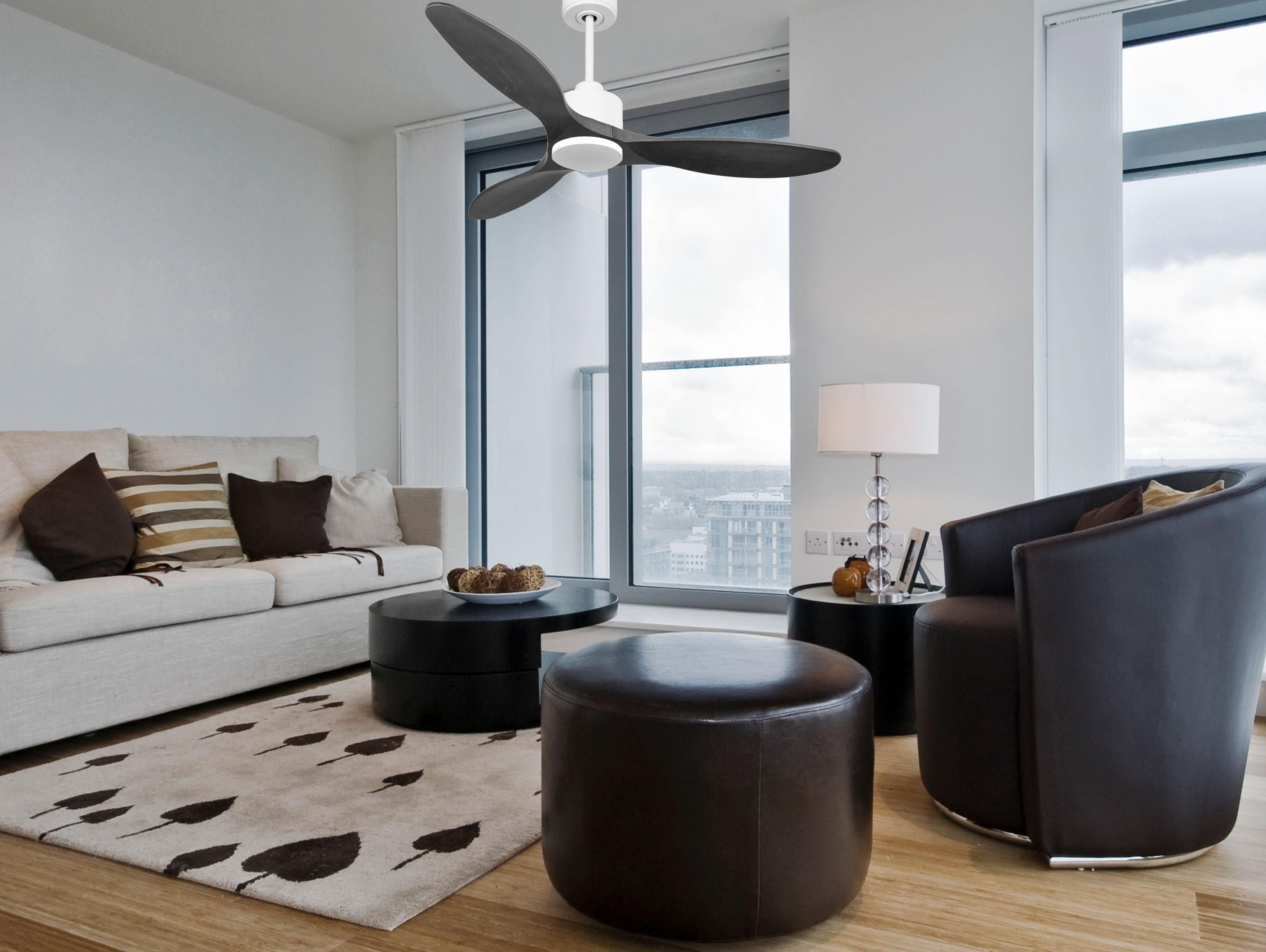 Ventilatore da soffitto Reversibile Termostato Wifi Motore CC Tetti inclinati Telecomando Hypersilence Memoria