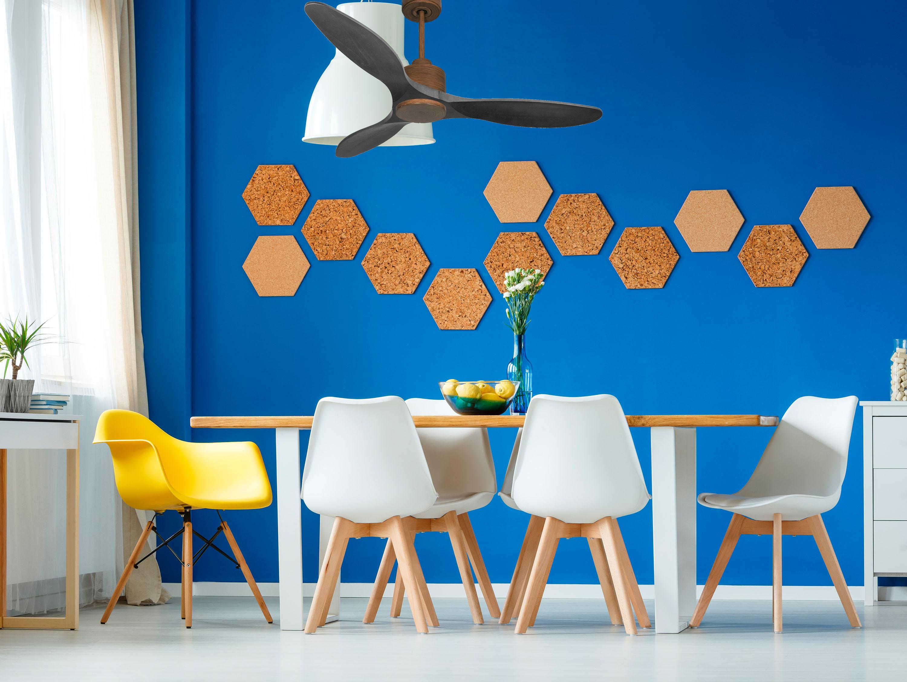 Ventilatore da soffitto Reversibile Termostato Wifi Motore CC Tetti inclinati Telecomando Hypersilence Memoria