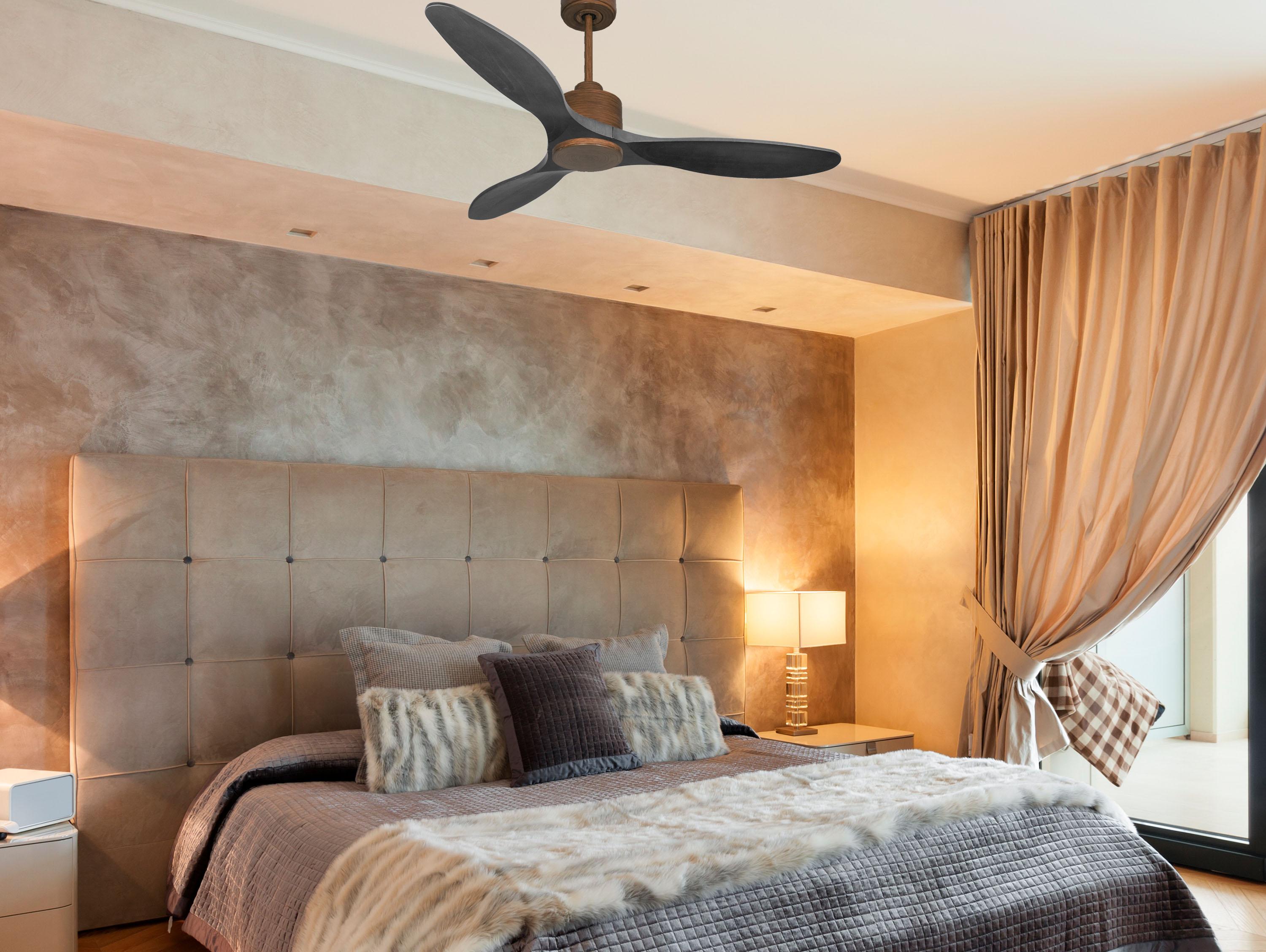 Ventilatore da soffitto Reversibile Termostato Wifi Motore CC Tetti inclinati Telecomando Hypersilence Memoria