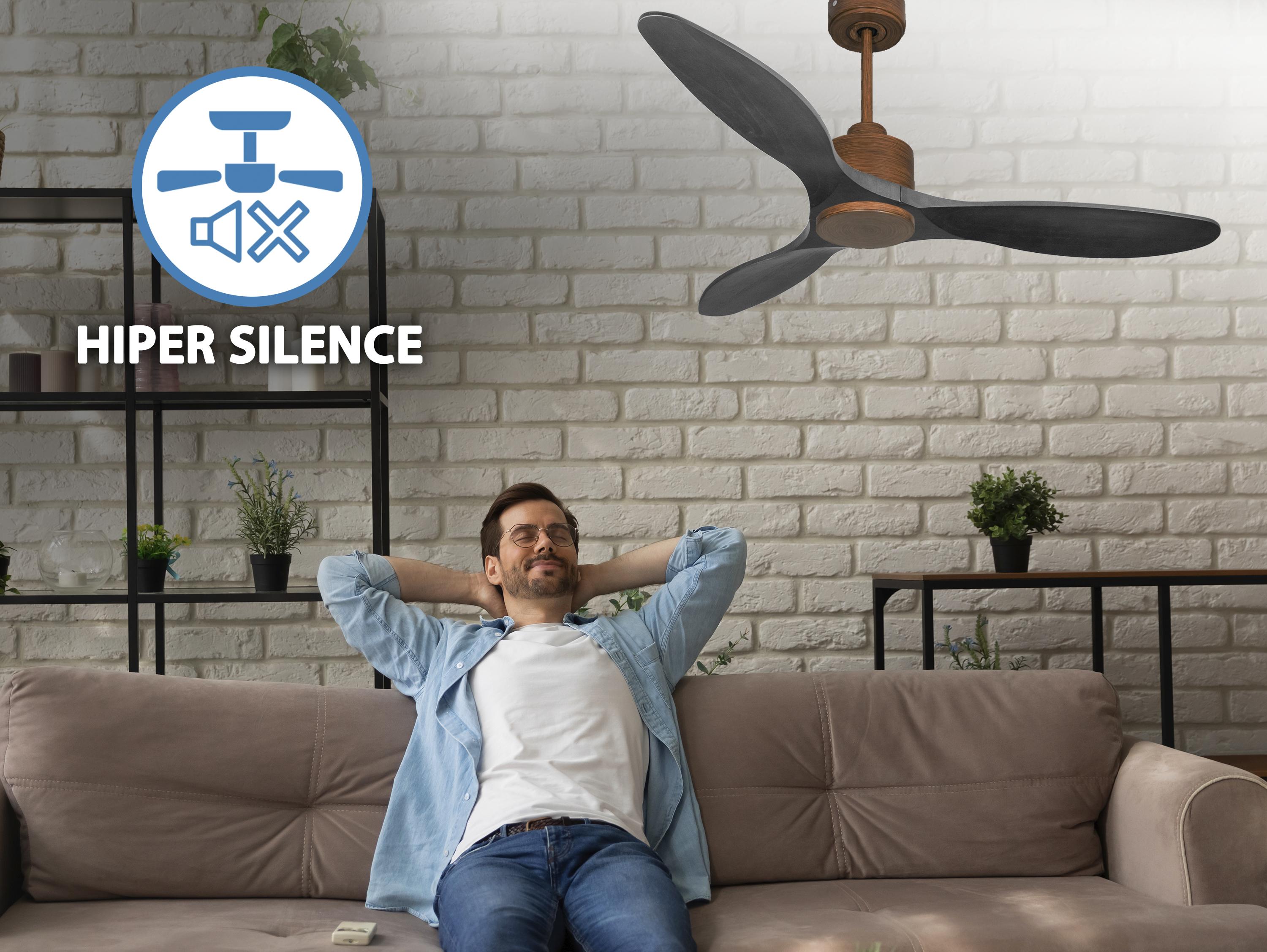 Ventilatore da soffitto Reversibile Termostato Wifi Motore CC Tetti inclinati Telecomando Hypersilence Memoria