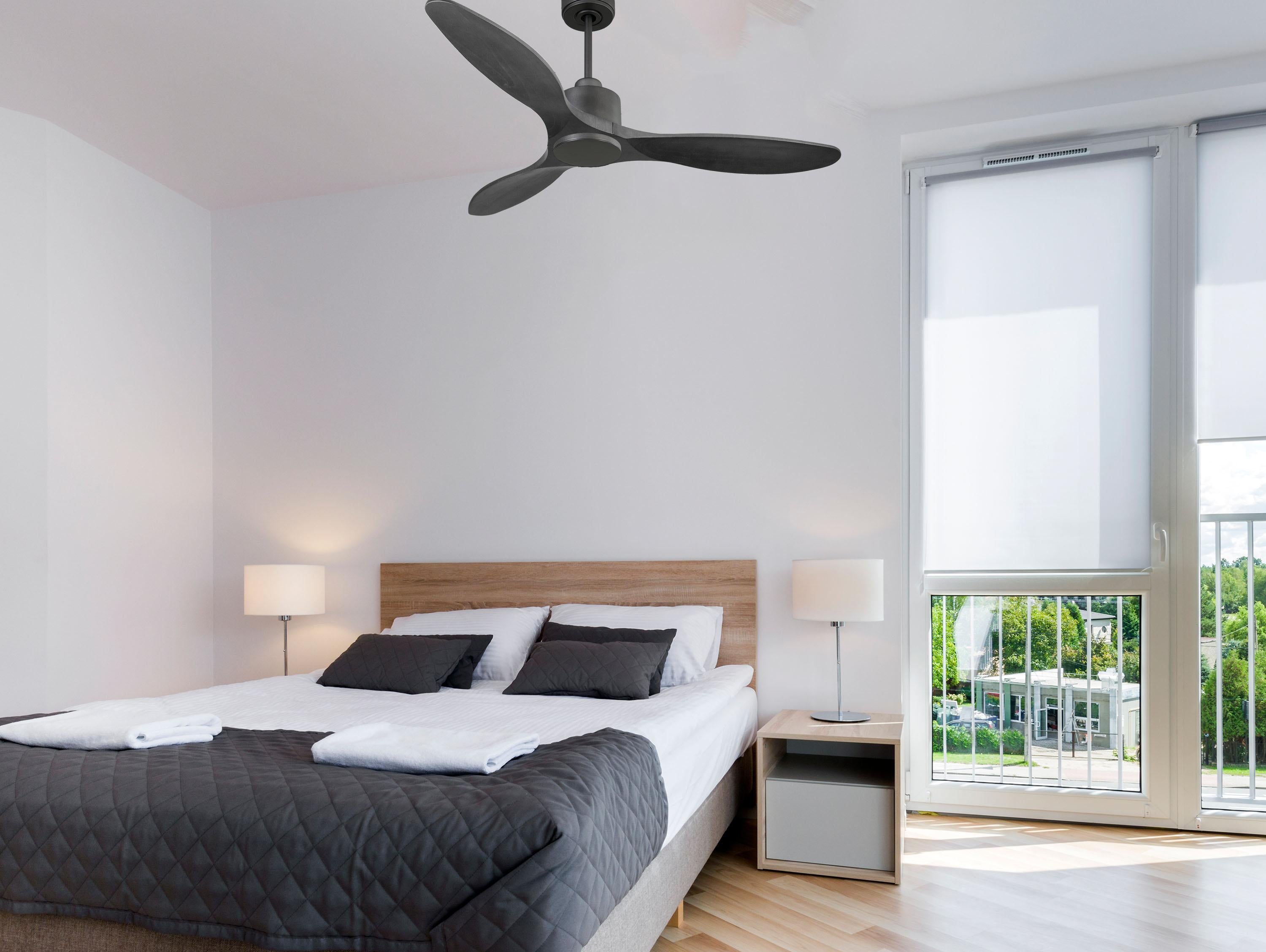 Ventilatore da soffitto Reversibile Termostato Wifi Motore CC Tetti inclinati Telecomando Hypersilence Memoria