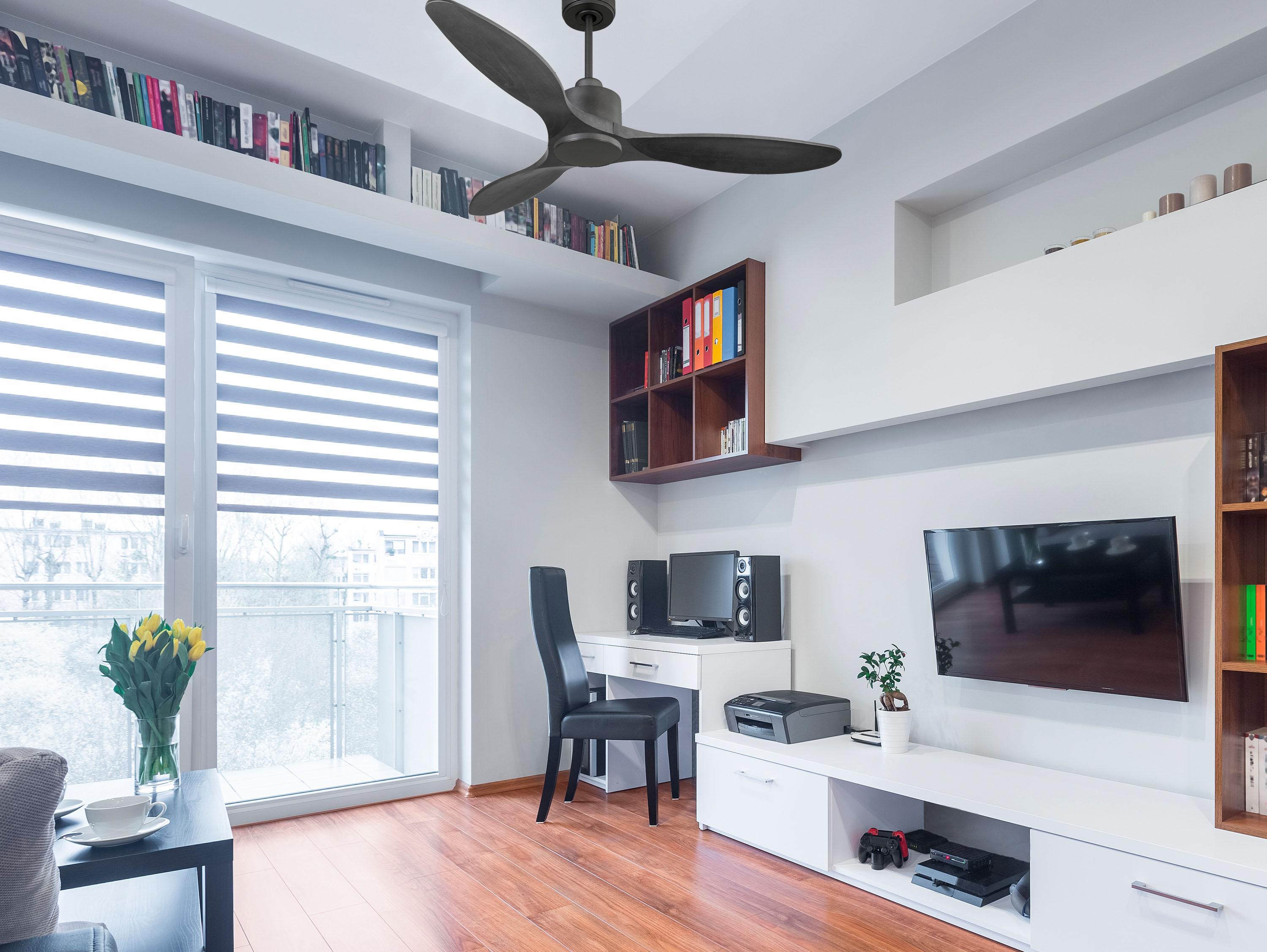 Ventilatore da soffitto Reversibile Termostato Wifi Motore CC Tetti inclinati Telecomando Hypersilence Memoria