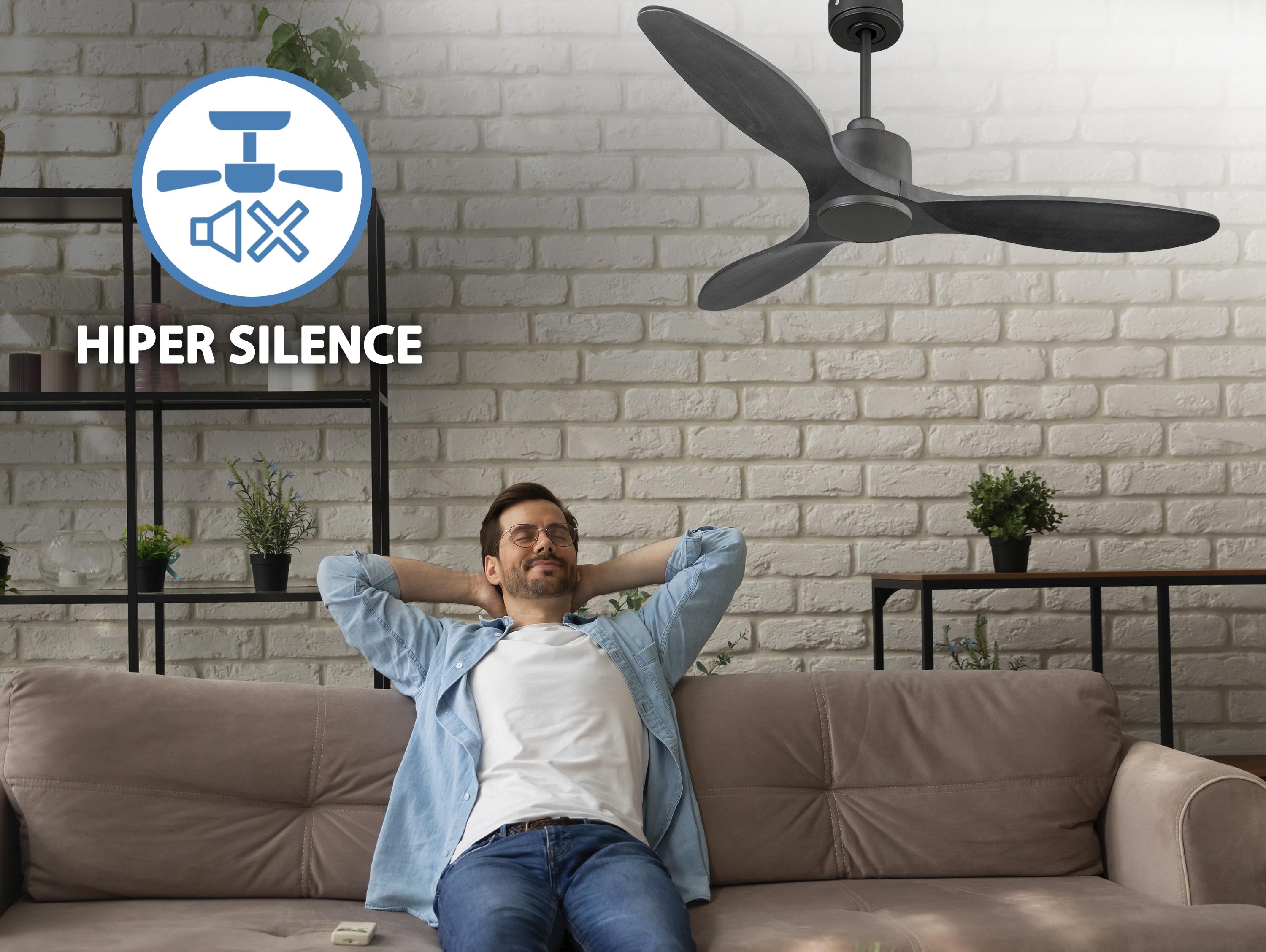 Ventilatore da soffitto Reversibile Termostato Wifi Motore CC Tetti inclinati Telecomando Hypersilence Memoria