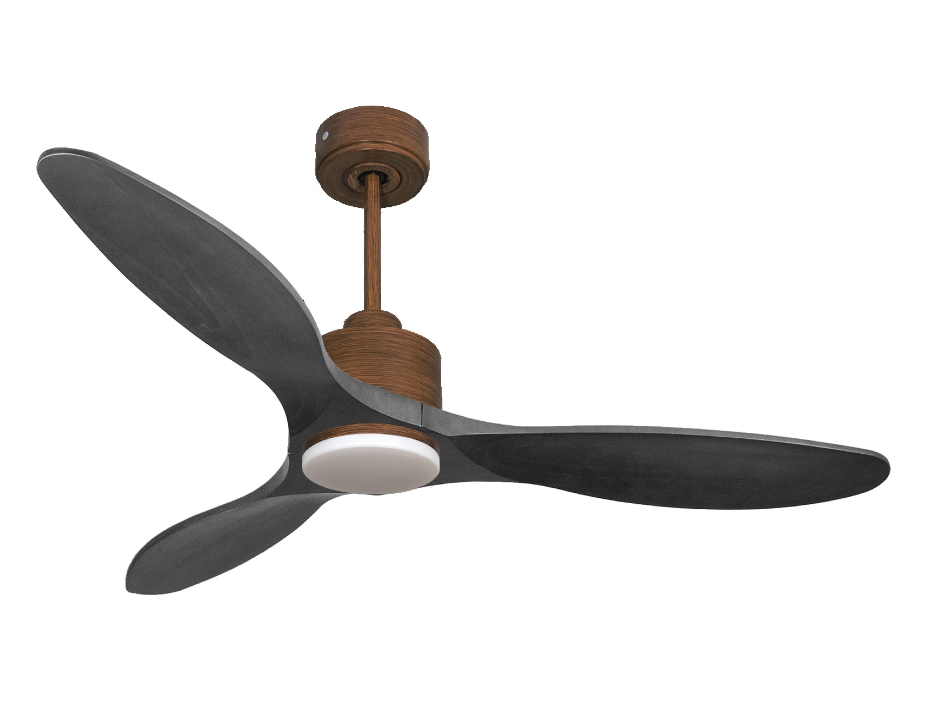 Ventilatore da soffitto Reversibile Termostato Dimmabile Wifi Motore CC Tetti inclinati Telecomando Luce a tre toni Hypersilence Memoria