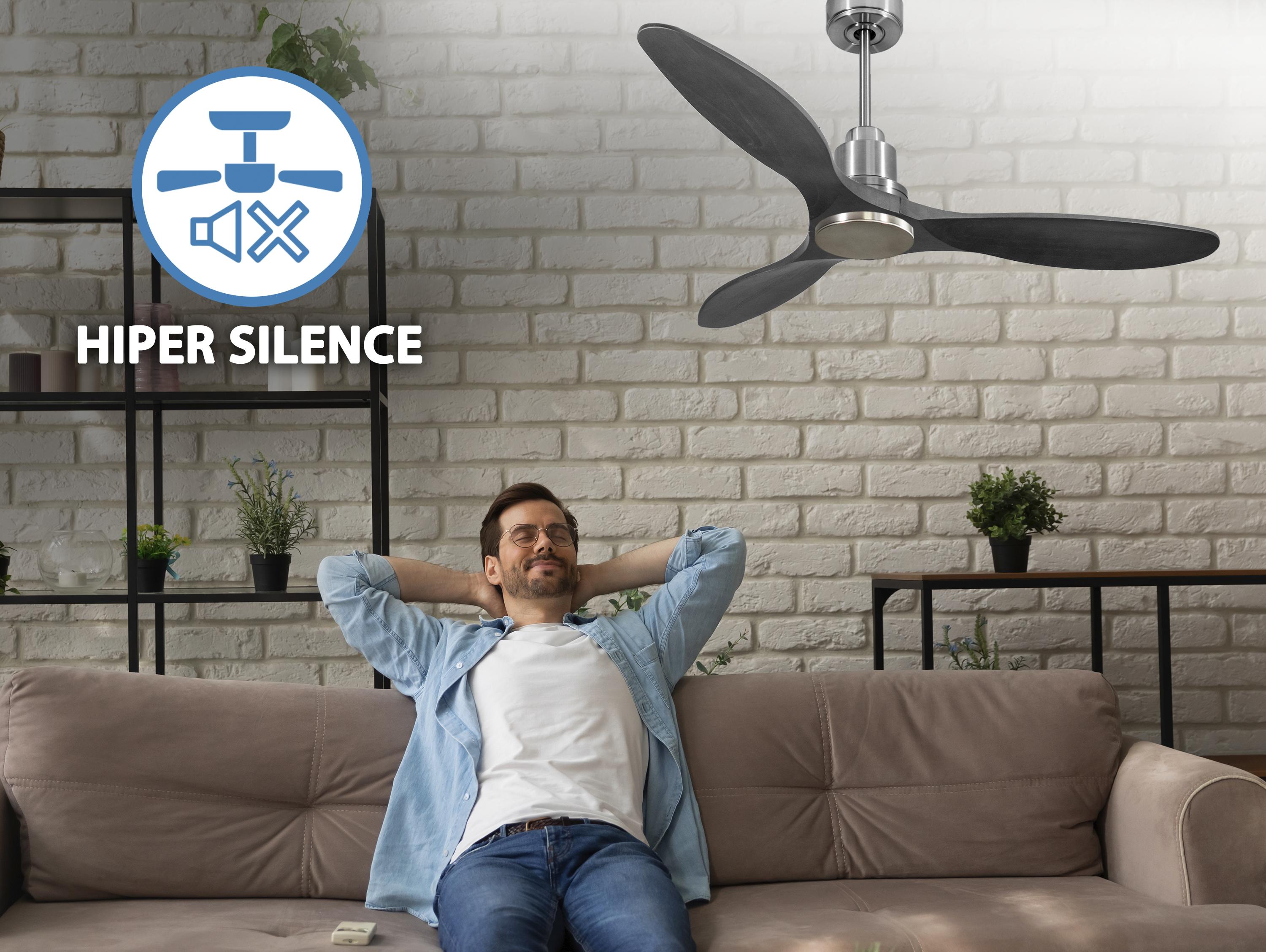 Ventilatore da soffitto Reversibile Termostato Wifi Motore CC Tetti inclinati Telecomando Hypersilence Memoria Shopify Vendible (AUTOMATICO)