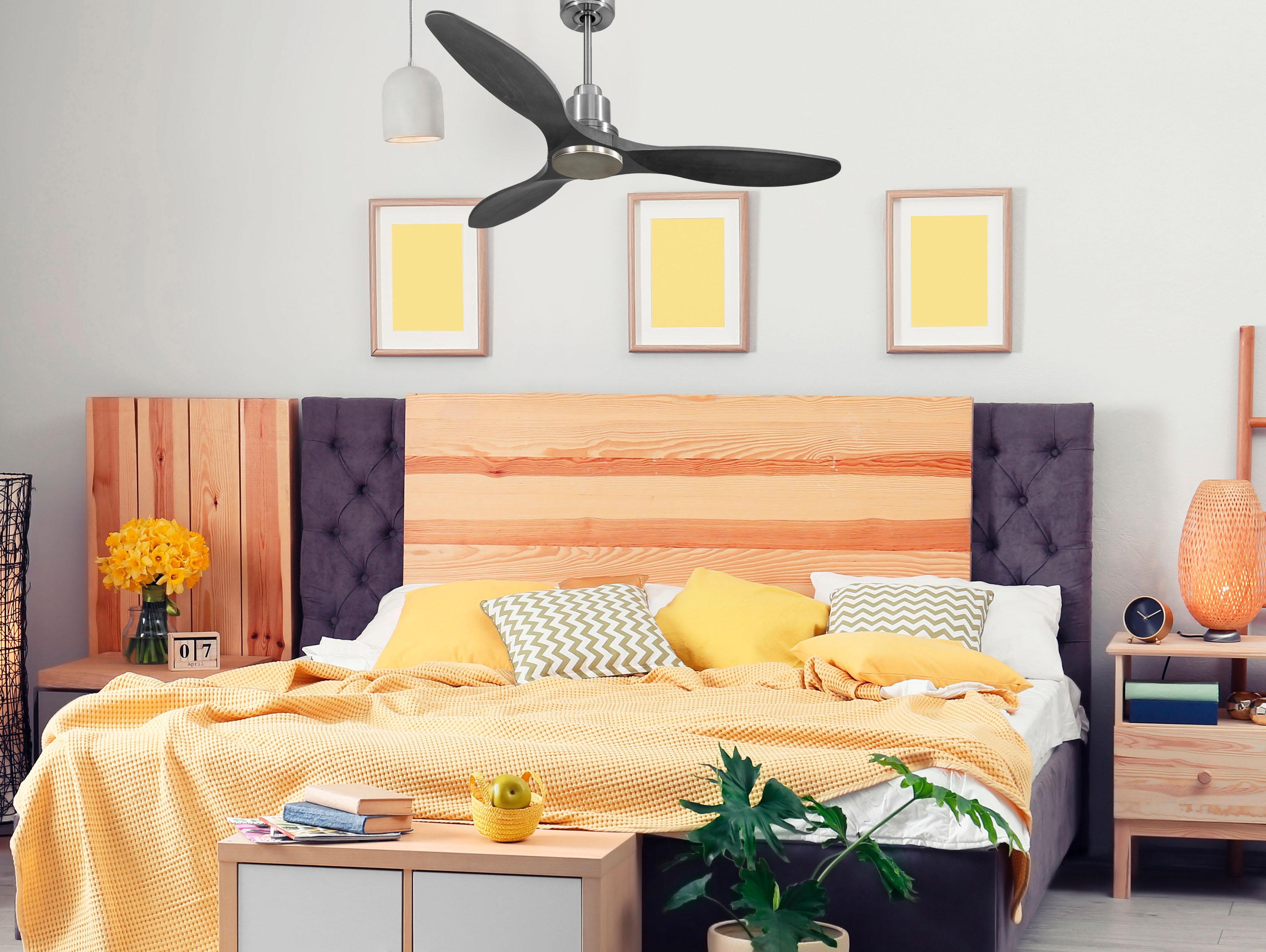 Ventilatore da soffitto Reversibile Termostato Wifi Motore CC Tetti inclinati Telecomando Hypersilence Memoria Shopify Vendible (AUTOMATICO)