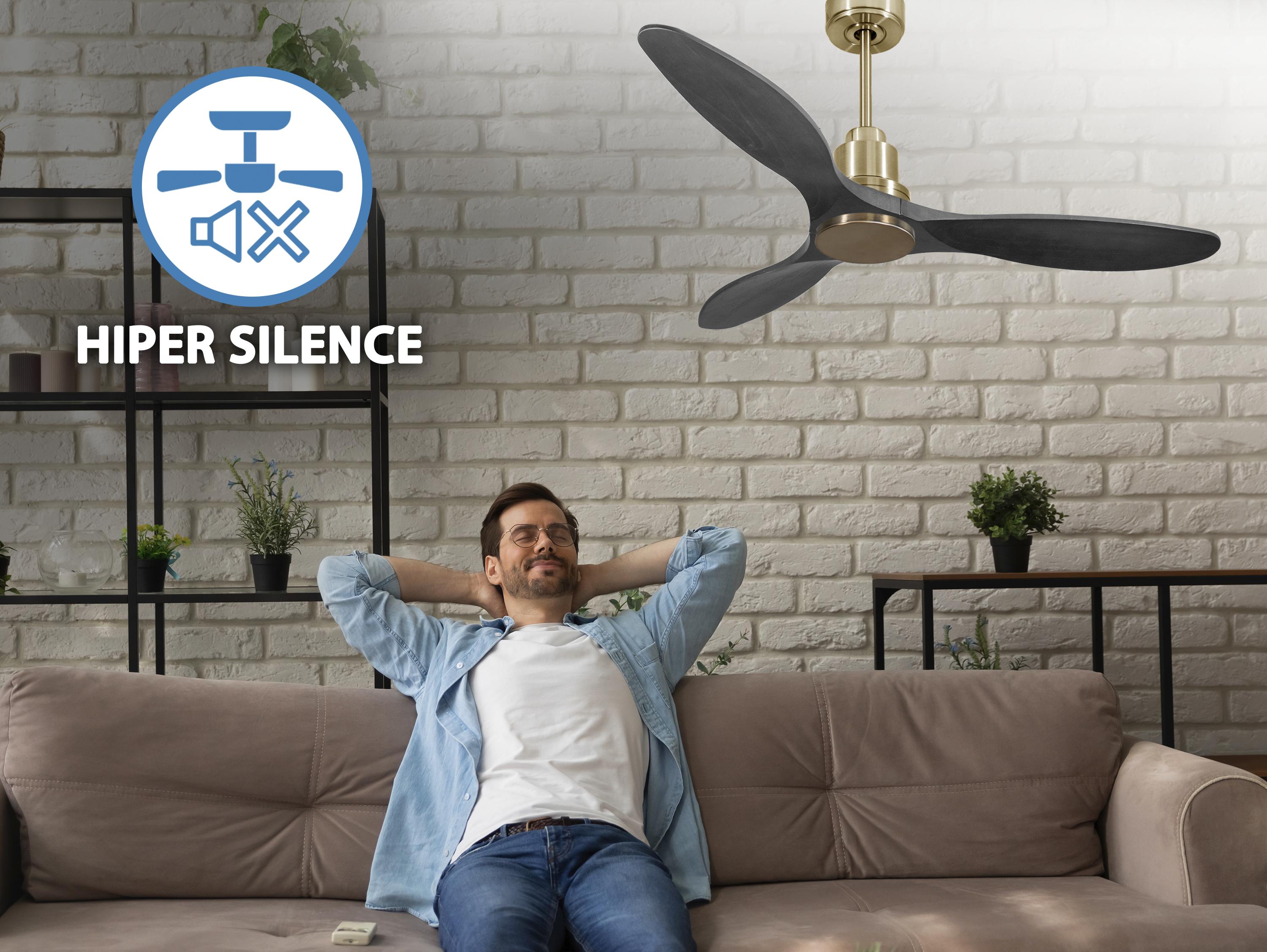 Ventilatore da soffitto Reversibile Termostato Wifi Motore CC Tetti inclinati Telecomando Hypersilence Memoria