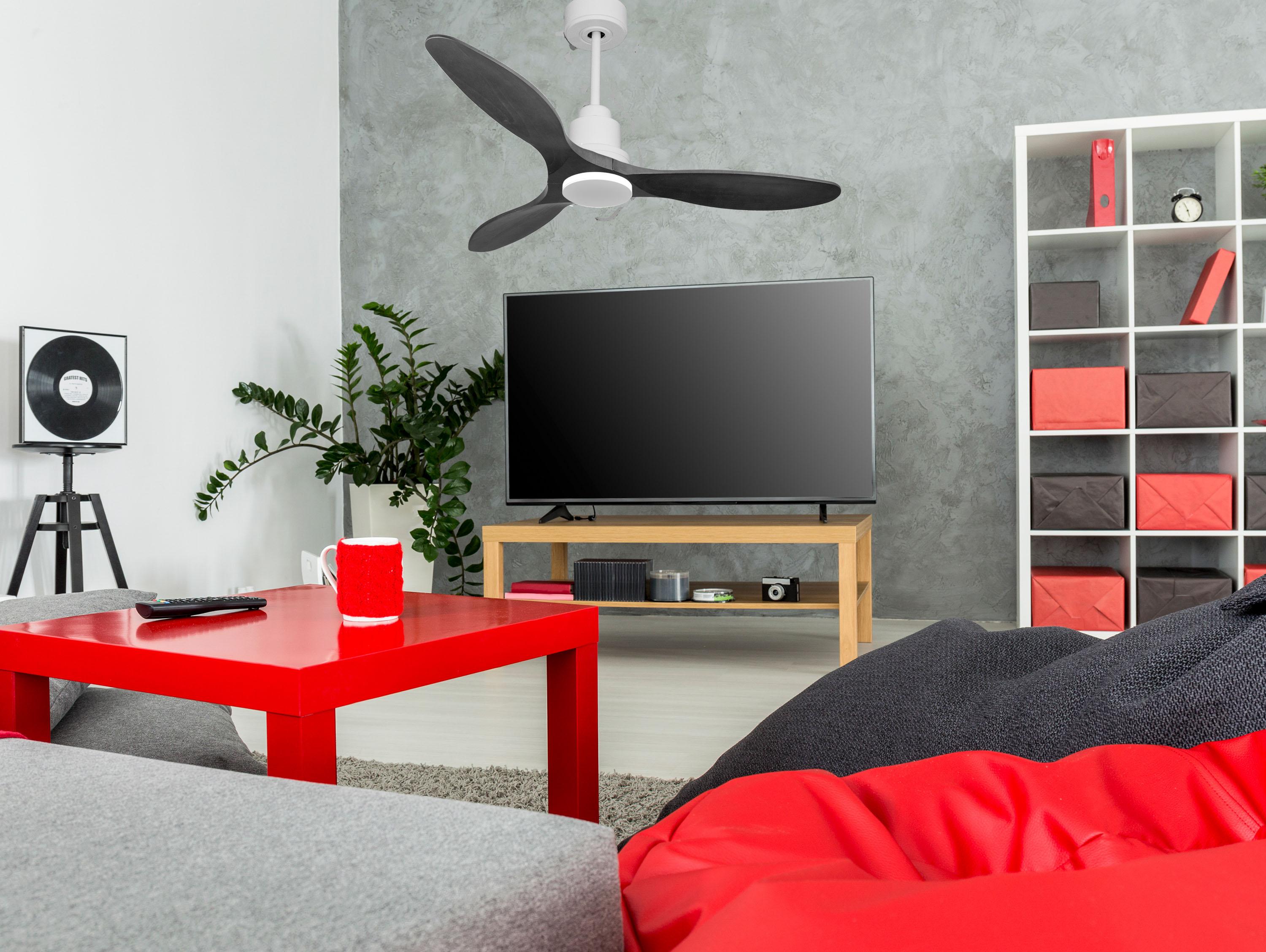 Ventilatore da soffitto Reversibile Termostato Wifi Motore CC Tetti inclinati Telecomando Hypersilence Memoria