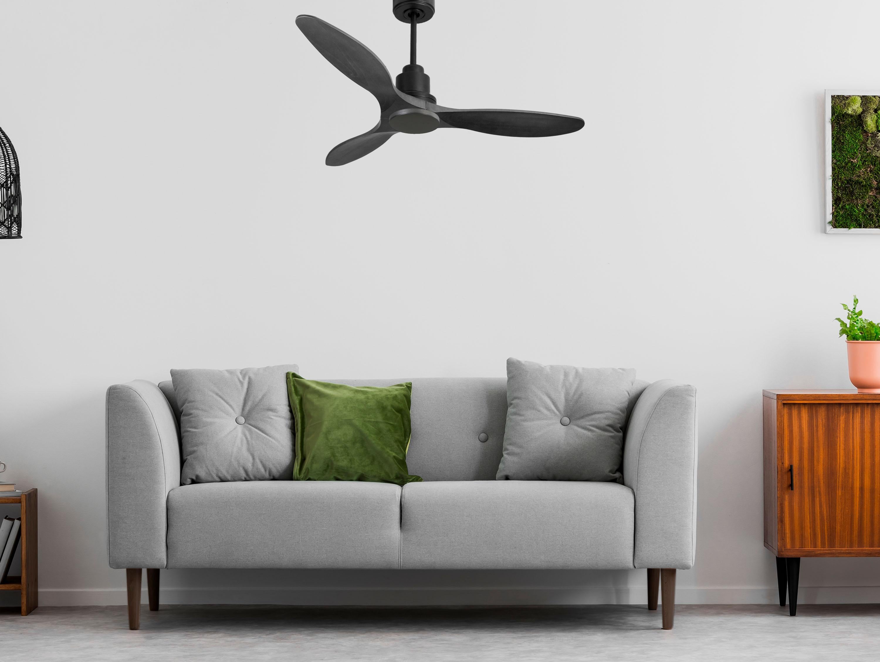 Ventilatore da soffitto Reversibile Termostato Wifi Motore CC Tetti inclinati Telecomando Hypersilence Memoria