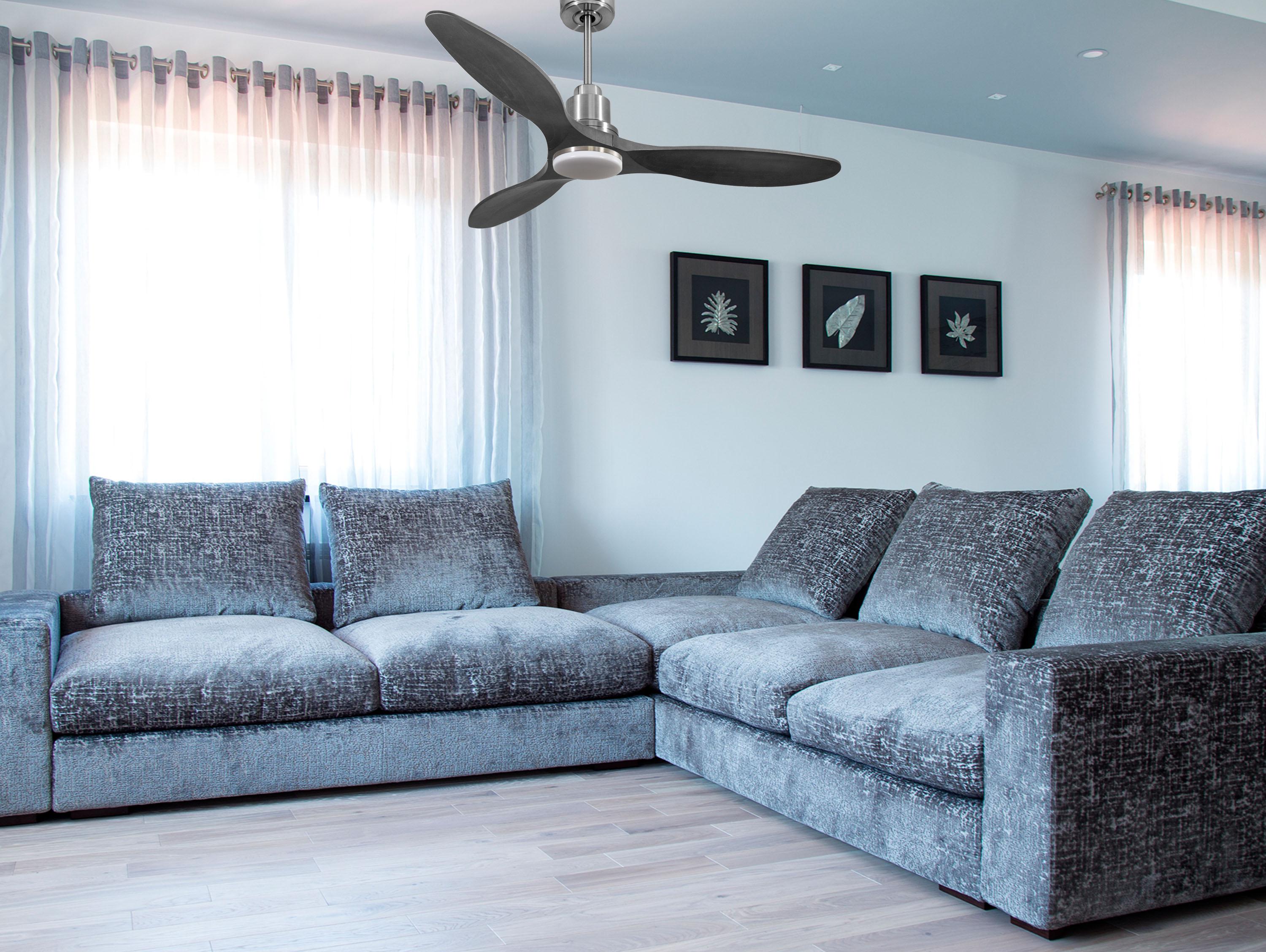 Ventilatore da soffitto Reversibile Termostato Dimmabile Wifi Motore CC Tetti inclinati Telecomando Luce a tre toni Hypersilence Memoria Shopify Vendible (AUTOMATICO)