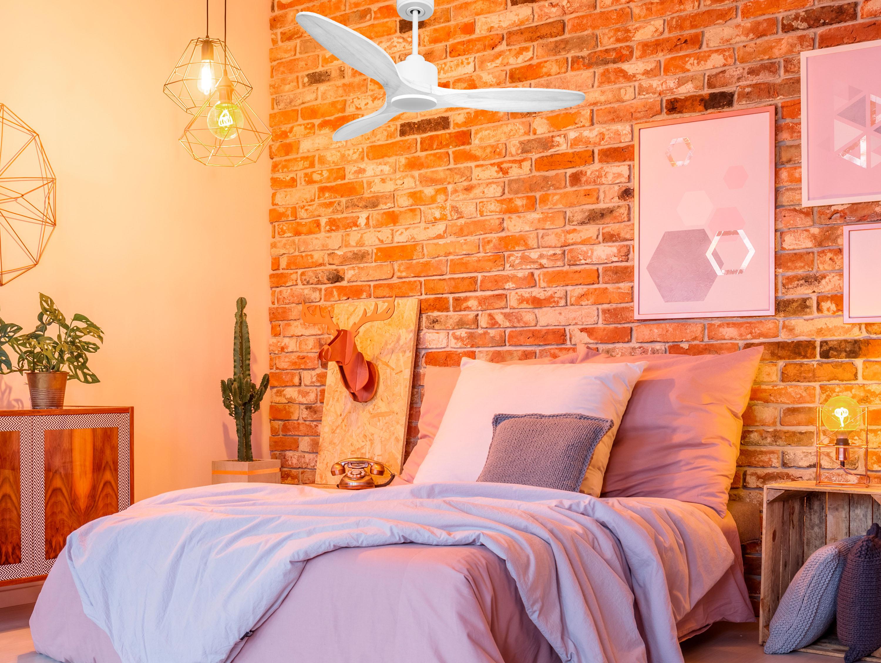 Ventilatore da soffitto Reversibile Termostato Wifi Motore CC Tetti inclinati Telecomando Hypersilence Memoria