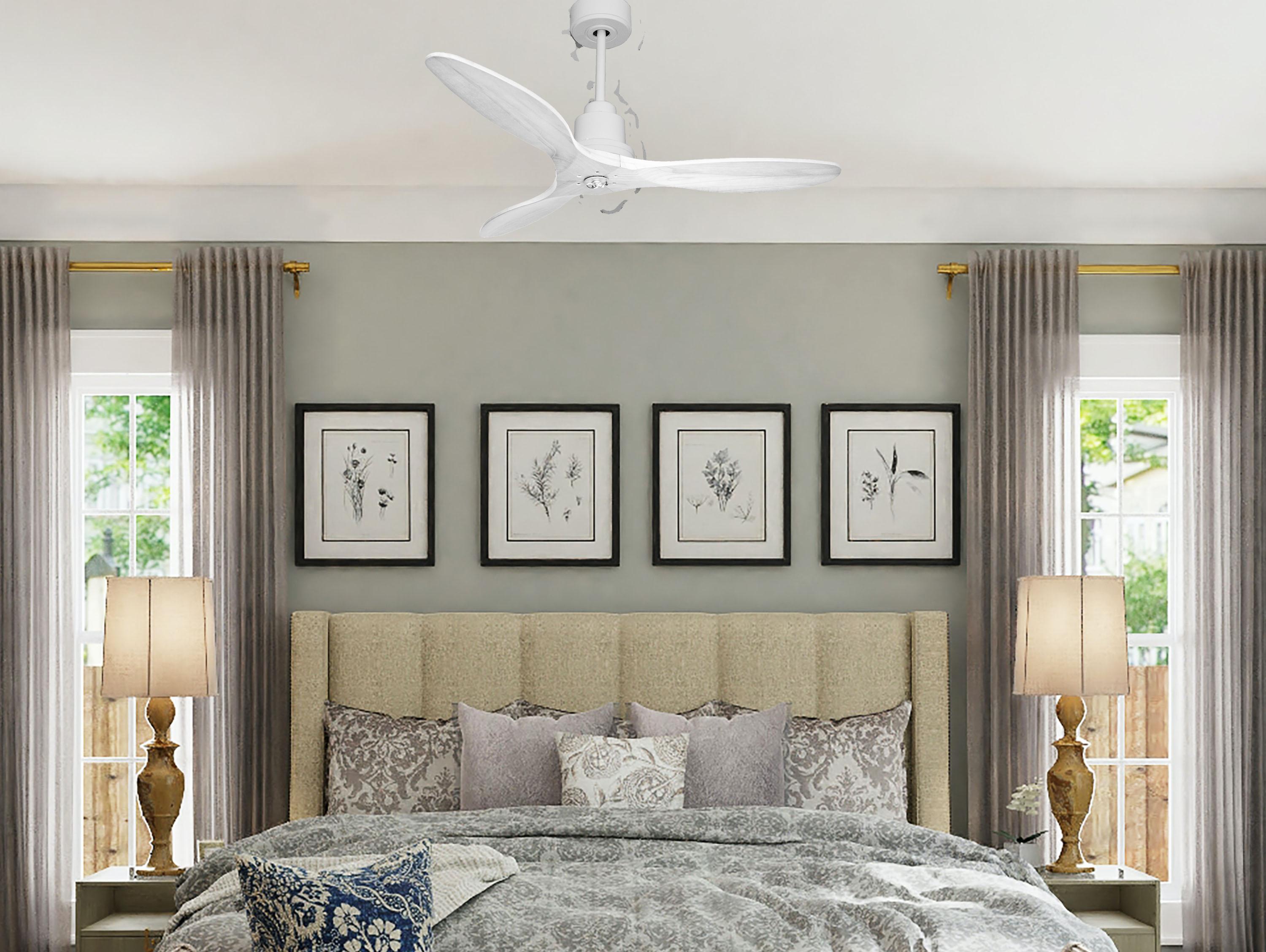 Ventilatore da soffitto Reversibile Termostato Dimmabile Wifi Motore CC Tetti inclinati Telecomando Luce a tre toni Hypersilence Memoria Shopify Vendible (AUTOMATICO)