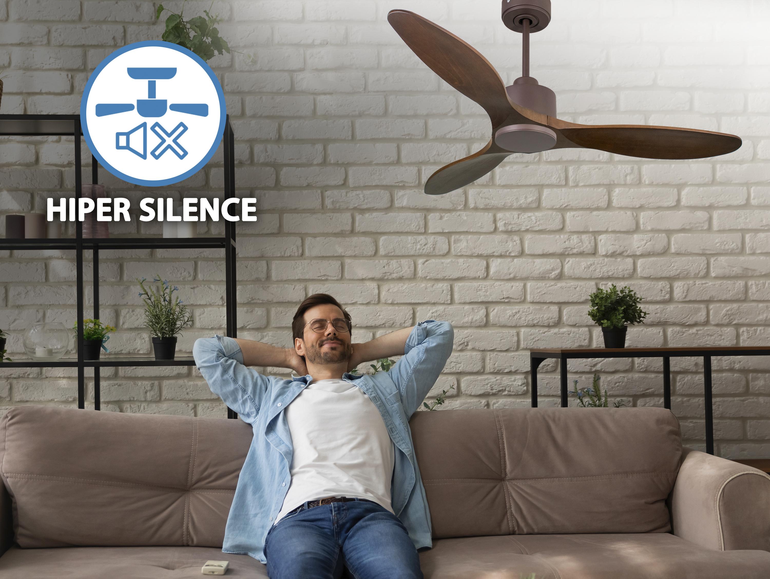 Ventilatore da soffitto Reversibile Termostato Wifi Motore CC Tetti inclinati Telecomando Hypersilence Memoria