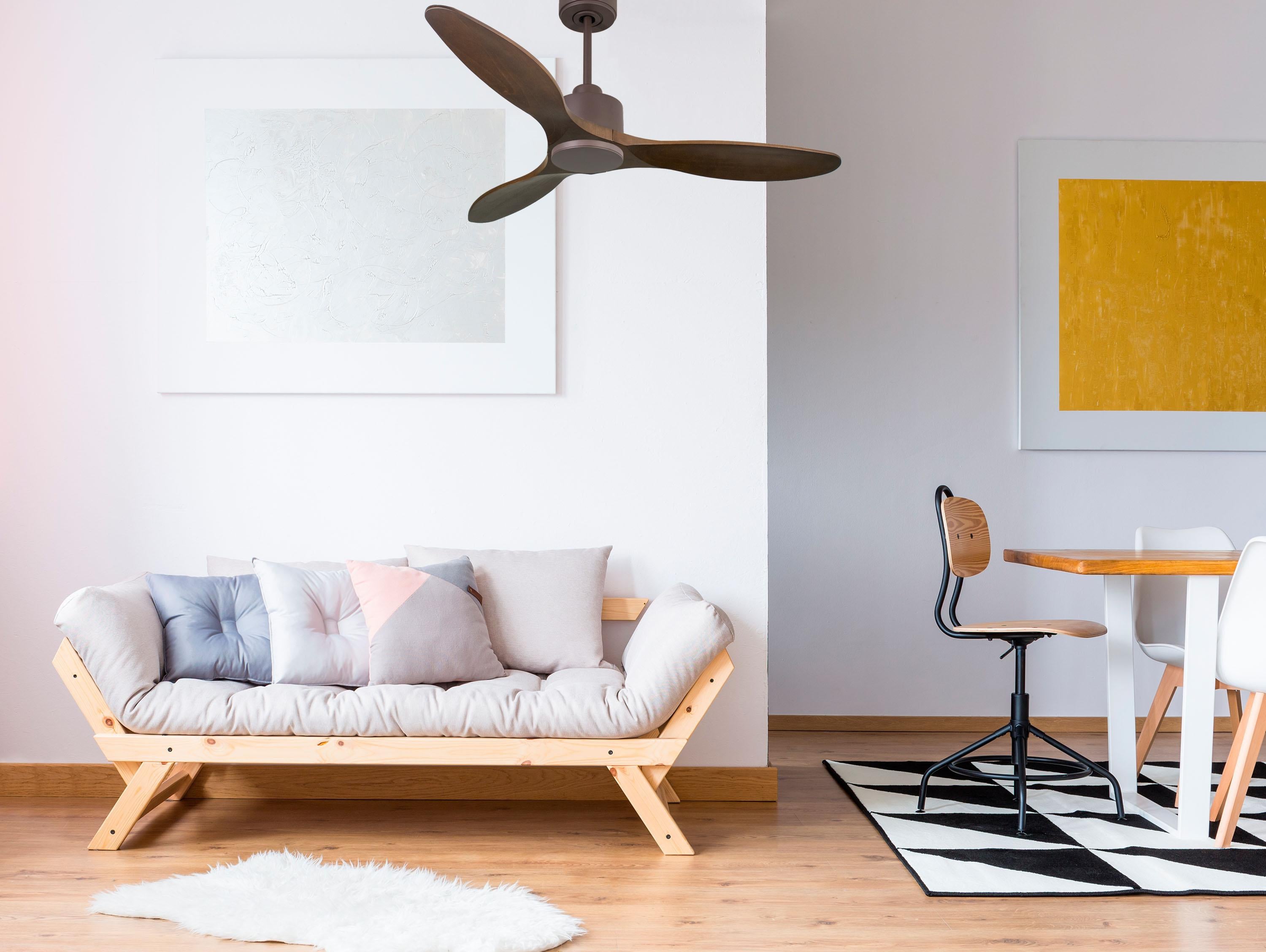 Ventilatore da soffitto Reversibile Termostato Wifi Motore CC Tetti inclinati Telecomando Hypersilence Memoria