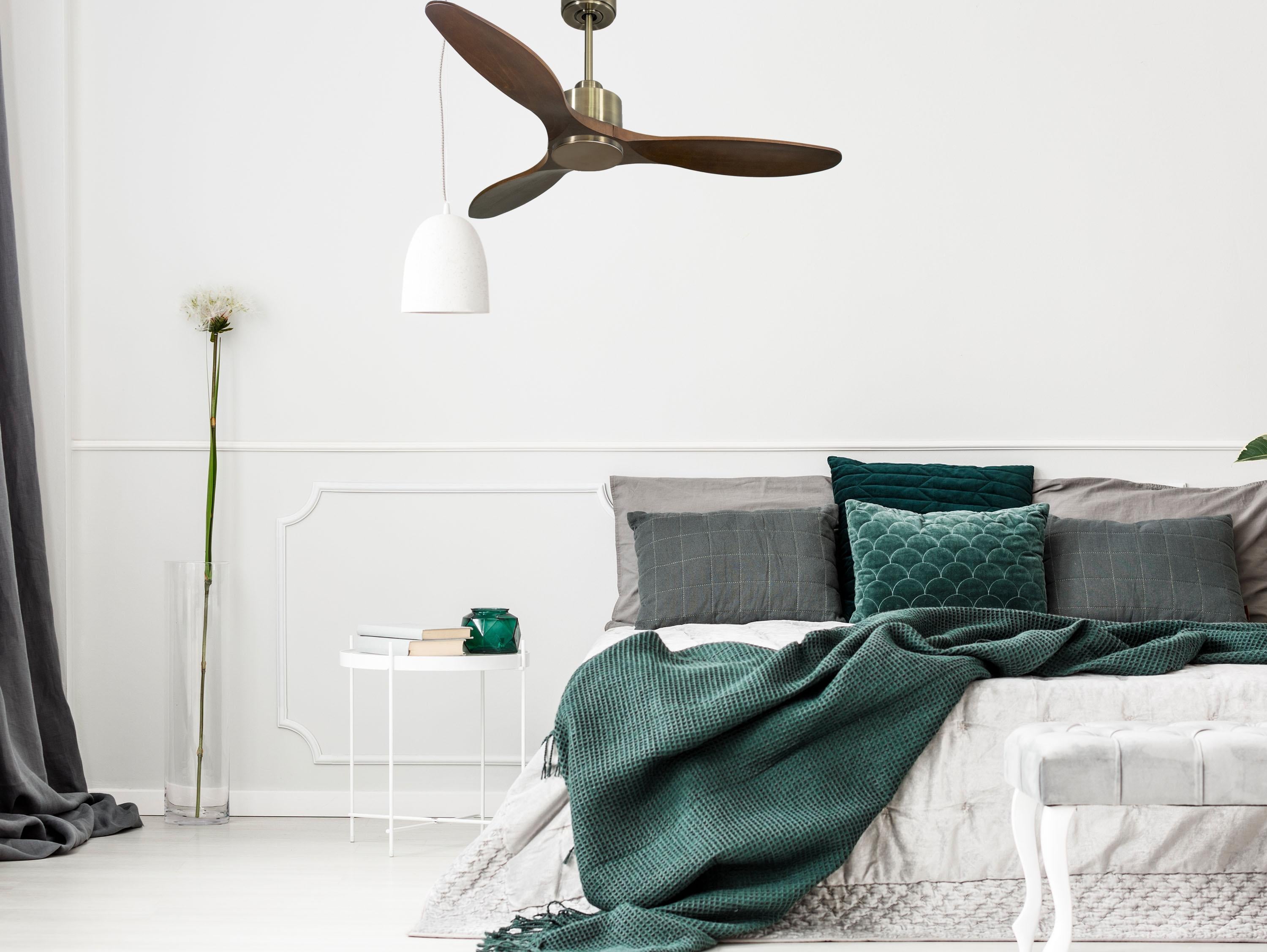 Ventilatore da soffitto Reversibile Termostato Wifi Motore CC Tetti inclinati Telecomando Hypersilence Memoria