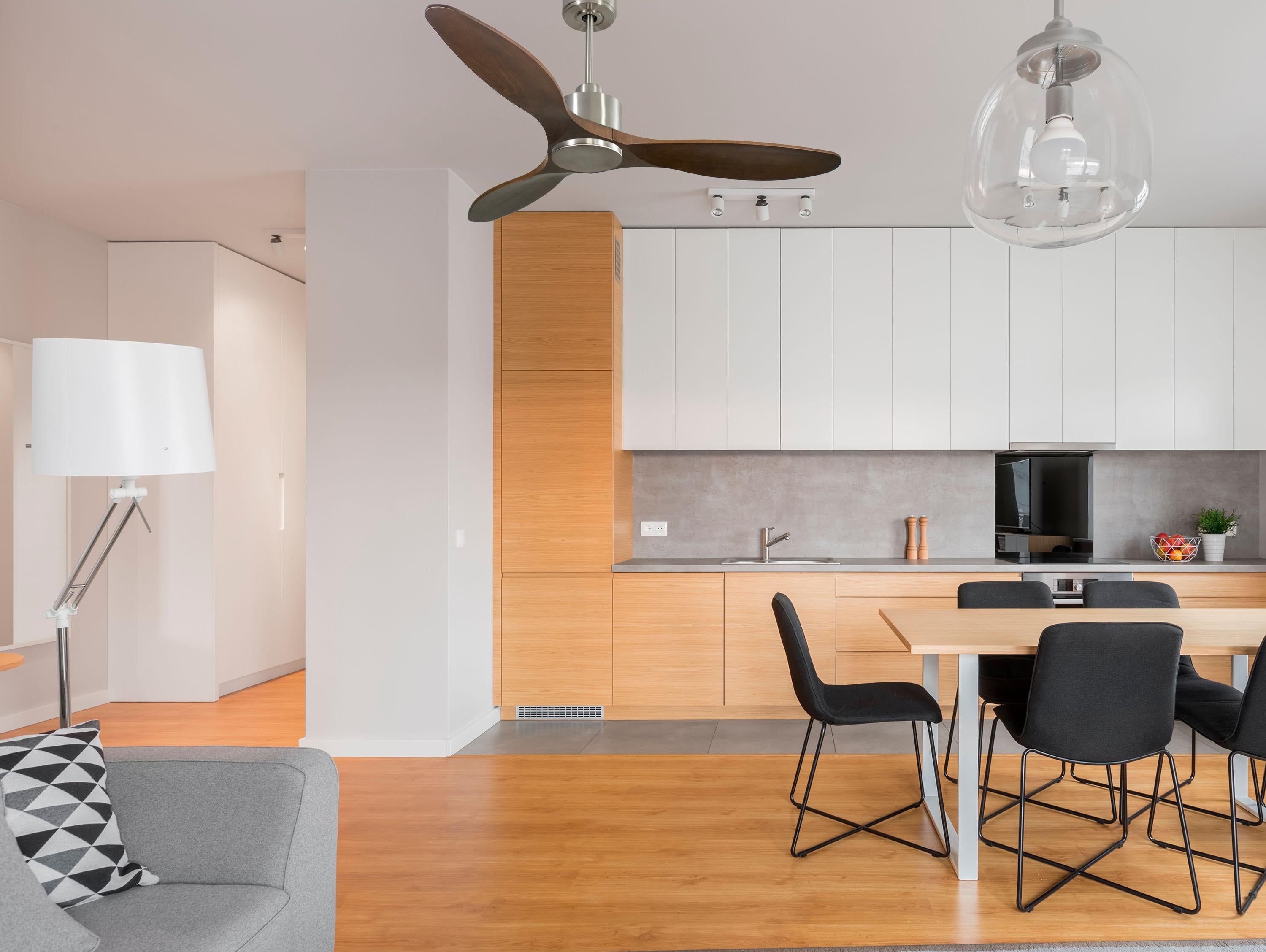 Ventilatore da soffitto Reversibile Termostato Wifi Motore CC Tetti inclinati Telecomando Hypersilence Memoria