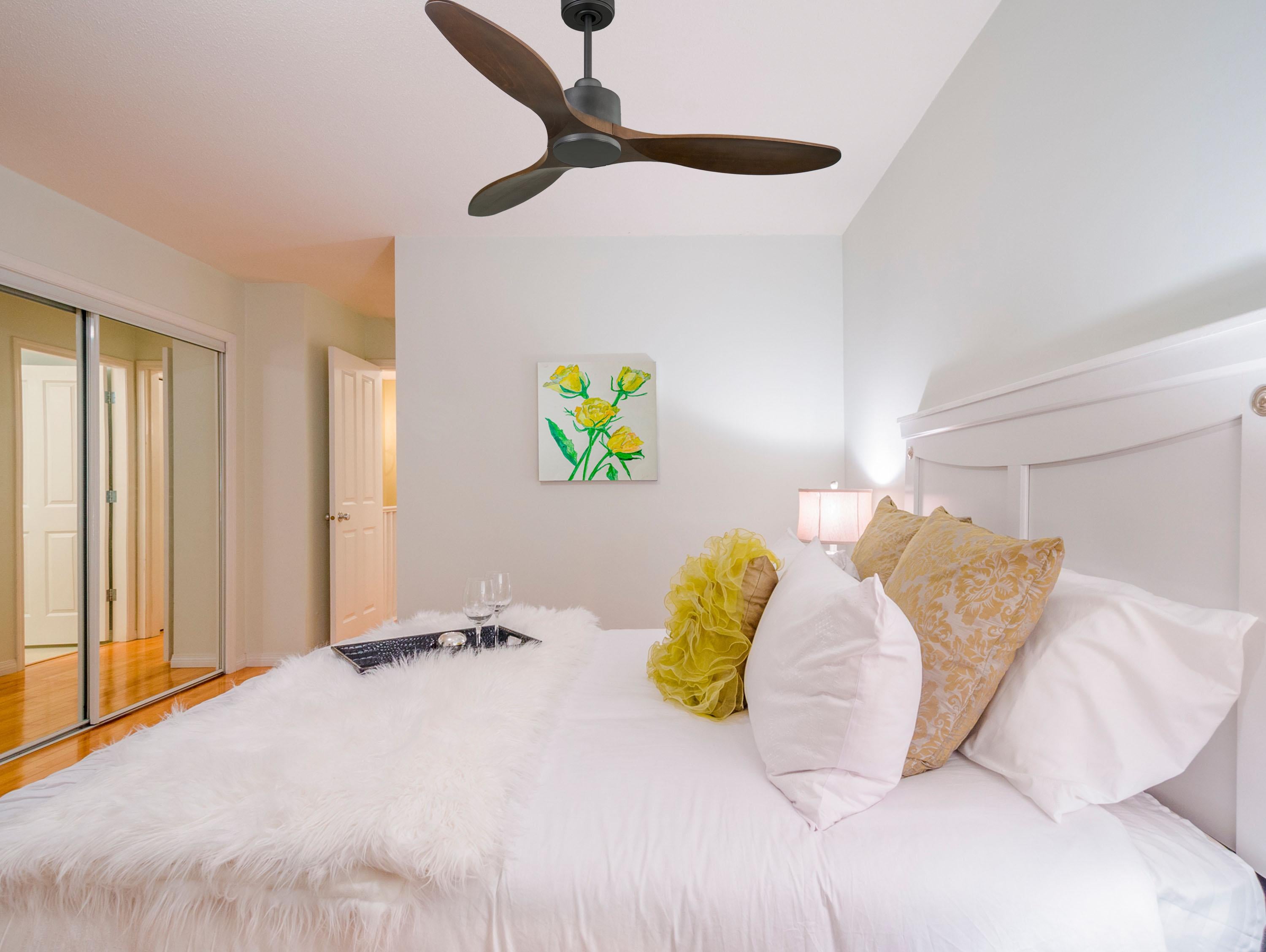 Ventilatore da soffitto Reversibile Termostato Wifi Motore CC Tetti inclinati Telecomando Hypersilence Memoria