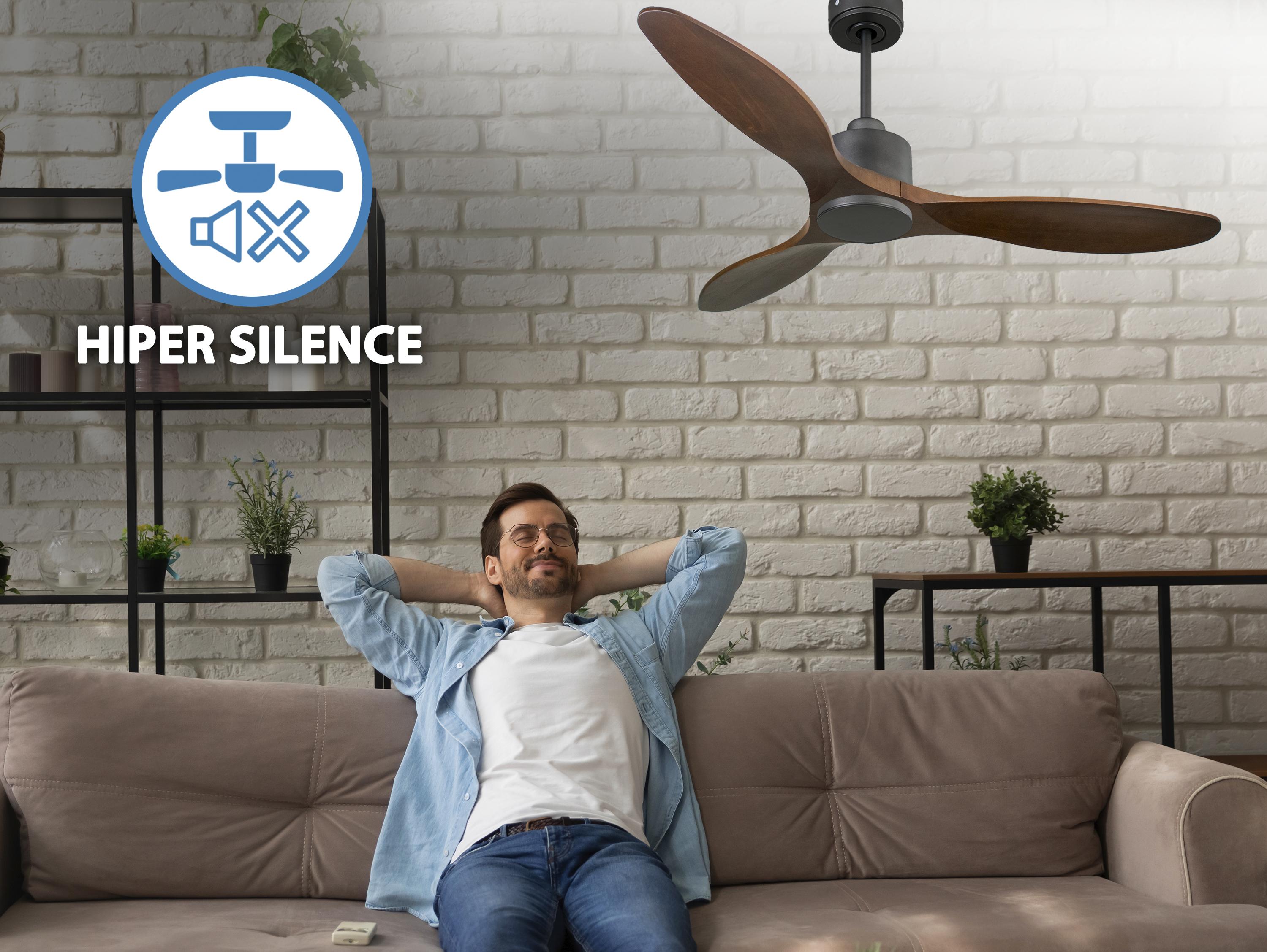 Ventilatore da soffitto Reversibile Termostato Wifi Motore CC Tetti inclinati Telecomando Hypersilence Memoria