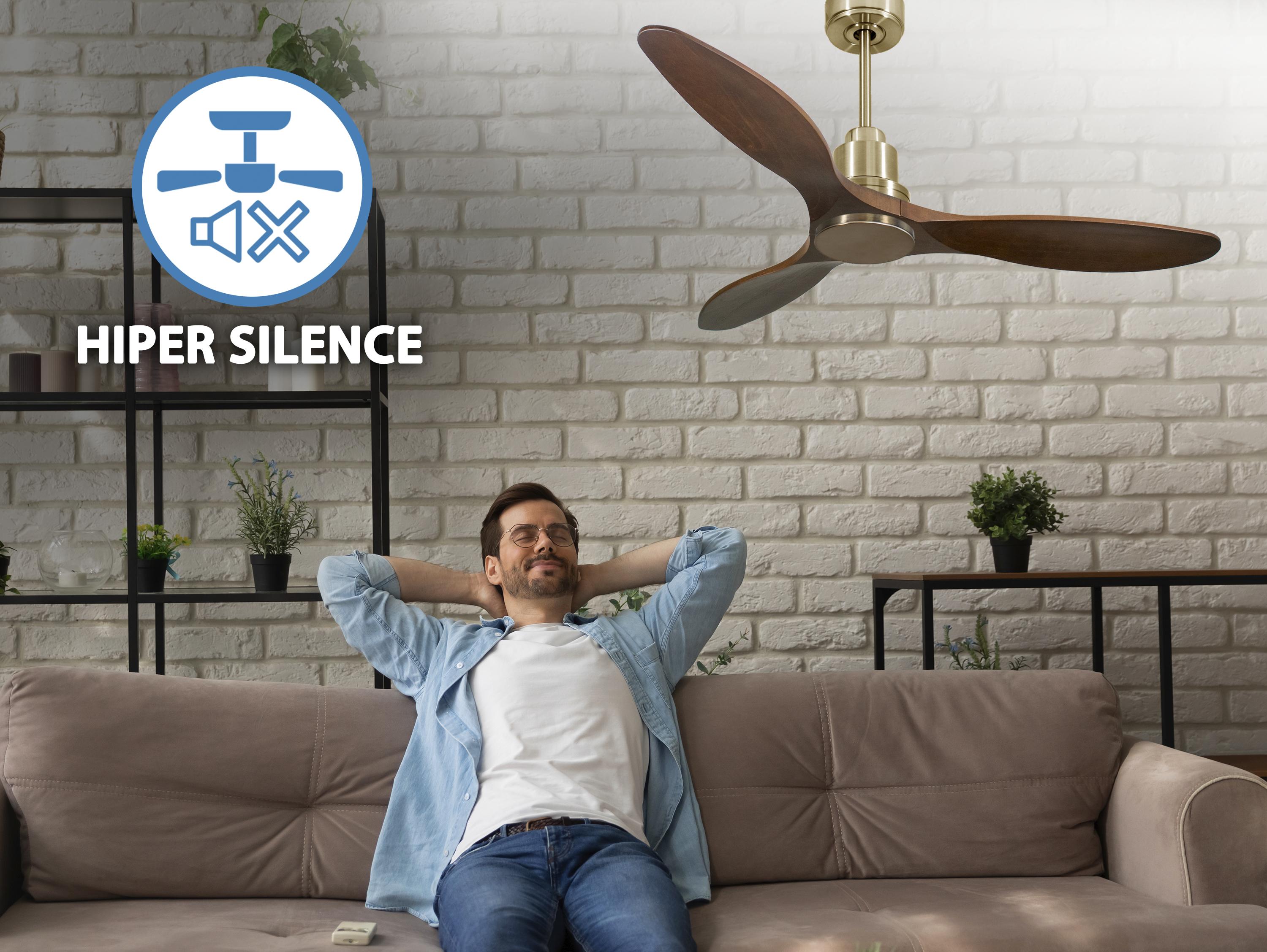 Ventilatore da soffitto Reversibile Termostato Wifi Motore CC Tetti inclinati Telecomando Hypersilence Memoria