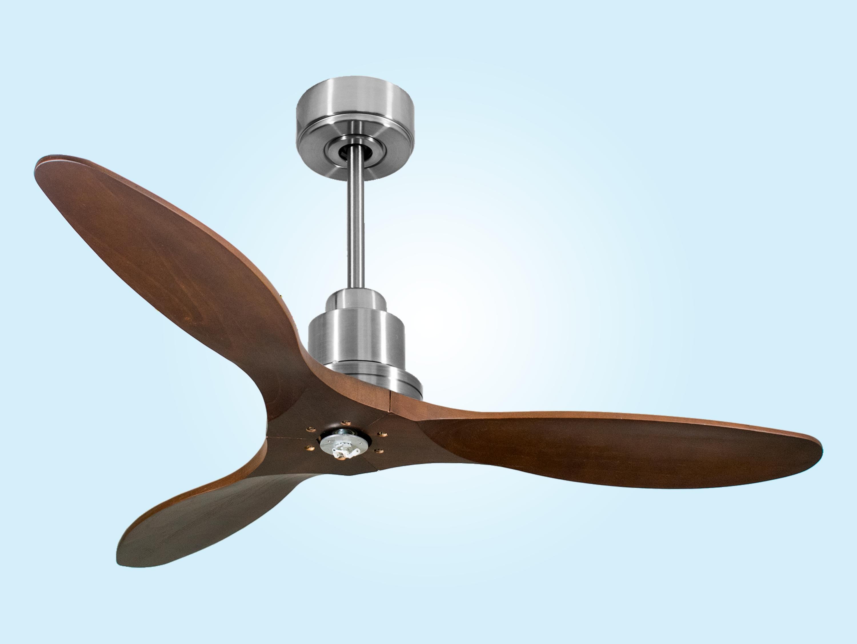 Ventilatore da soffitto Reversibile Termostato Dimmabile Wifi Motore CC Tetti inclinati Telecomando Luce a tre toni Hypersilence Memoria Shopify Vendible (AUTOMATICO)