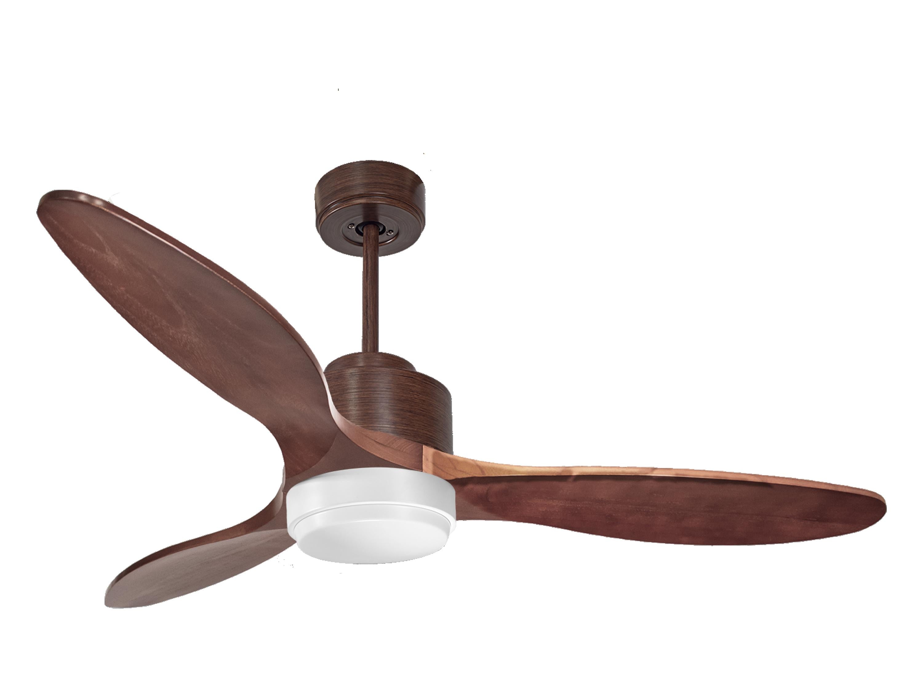 Ventilatore da soffitto Reversibile Termostato Dimmabile Wifi Motore CC Tetti inclinati Telecomando Luce a tre toni Hypersilence Memoria