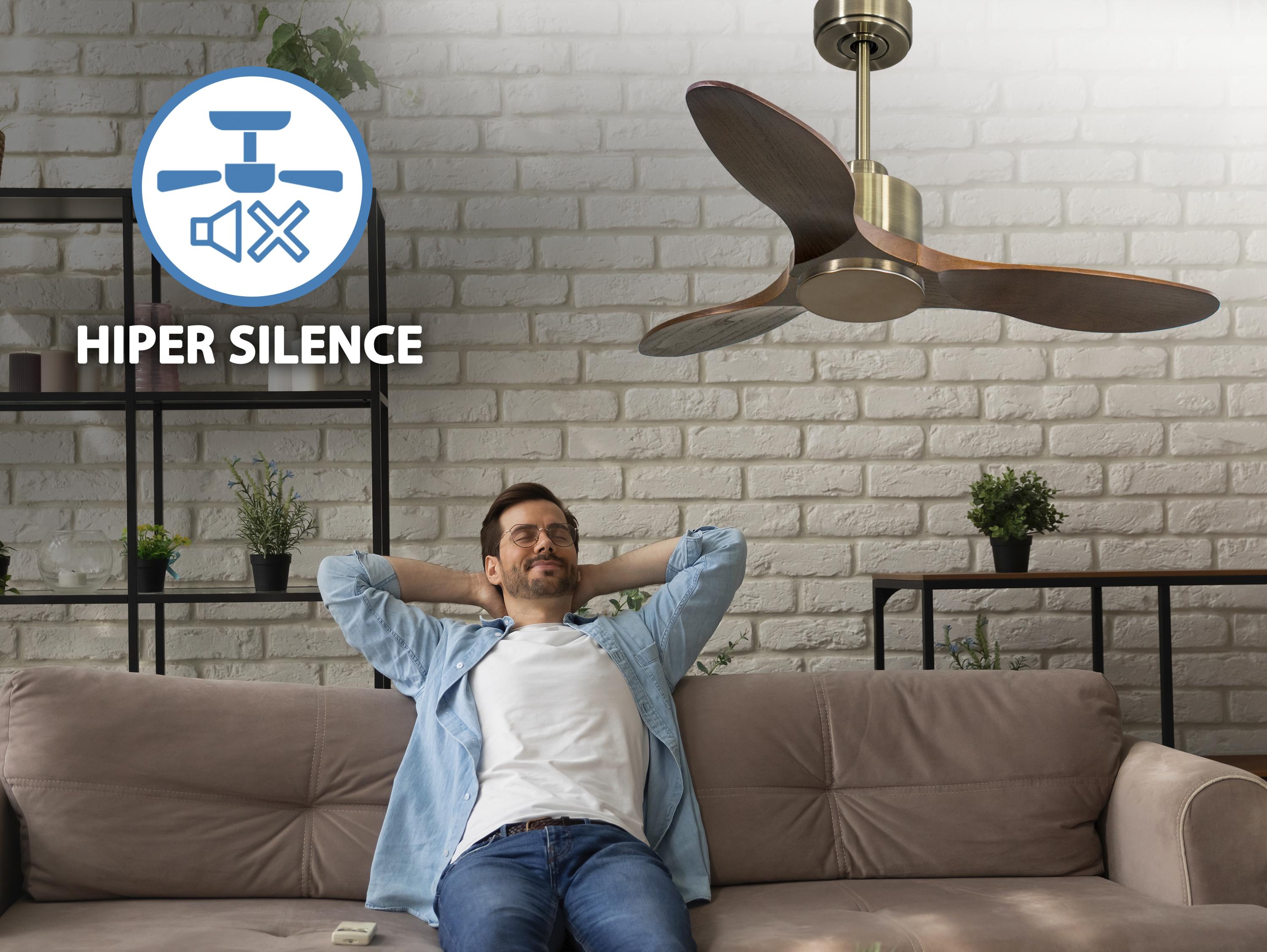 Ventilatore da soffitto Reversibile Termostato Wifi Motore CC Tetti inclinati Telecomando Hypersilence Memoria