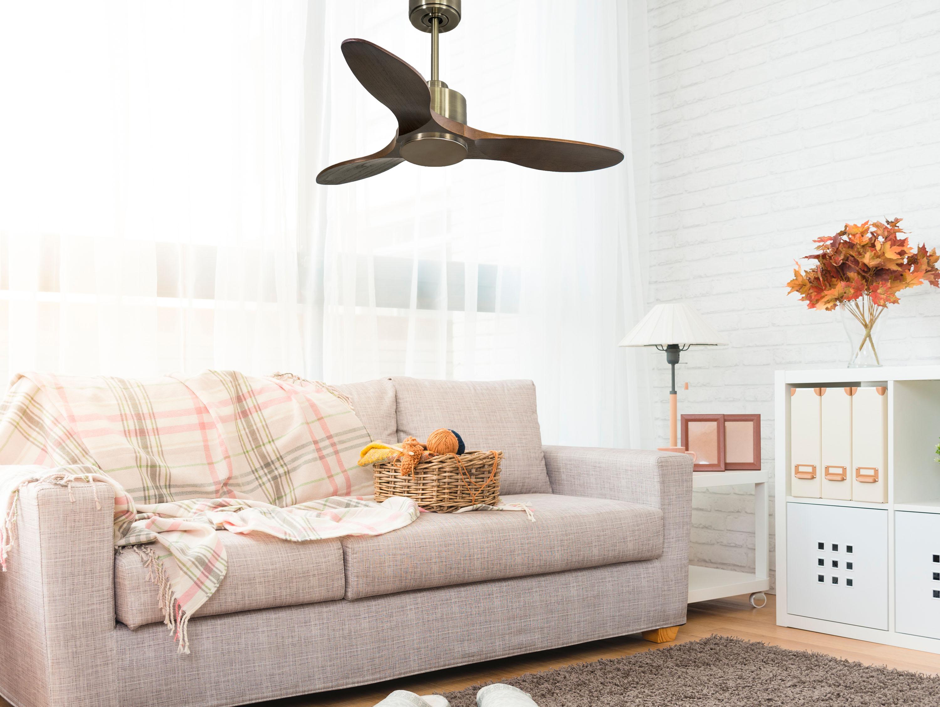 Ventilatore da soffitto Reversibile Termostato Wifi Motore CC Tetti inclinati Telecomando Hypersilence Memoria