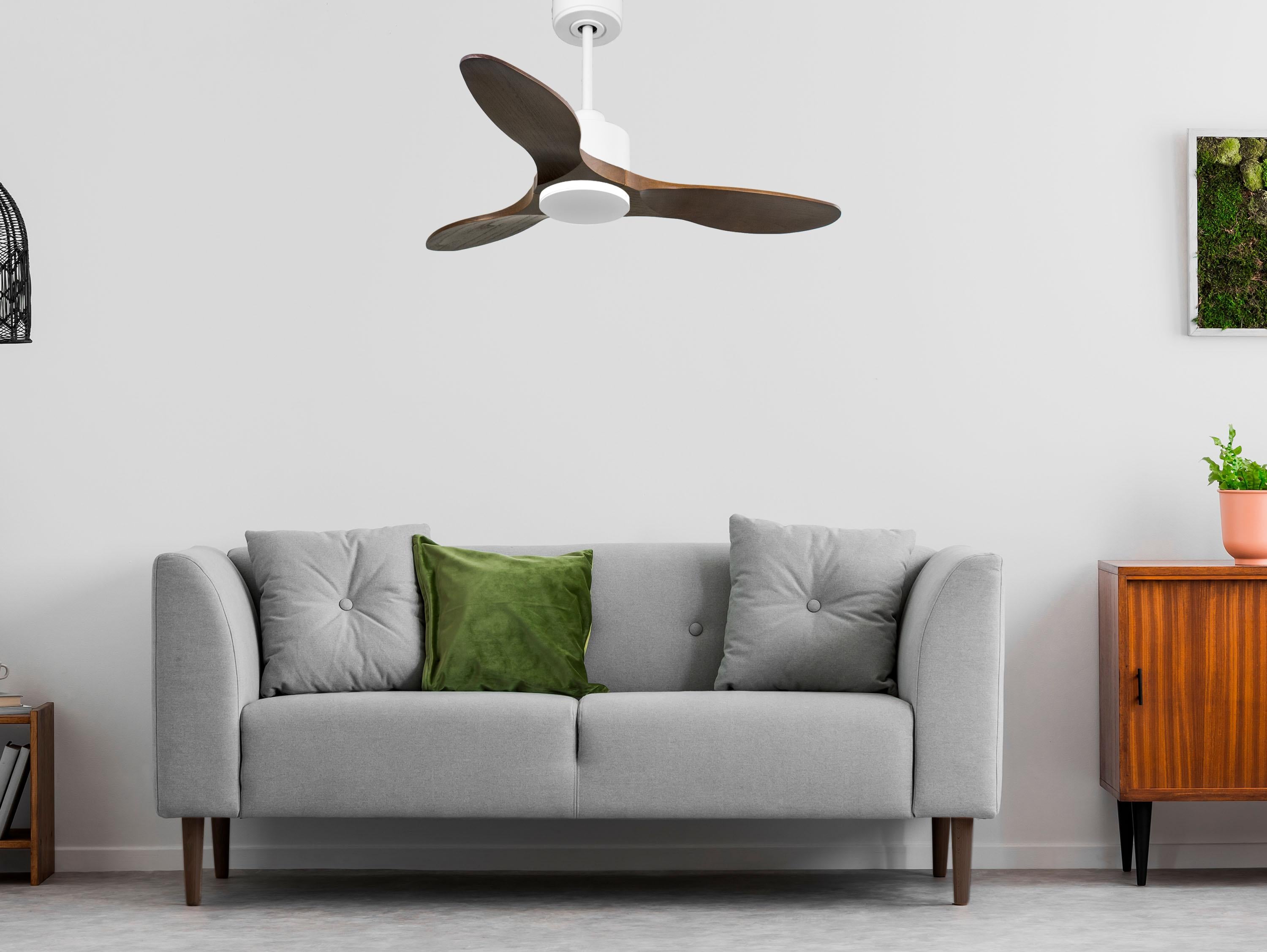 Ventilatore da soffitto Reversibile Termostato Wifi Motore CC Tetti inclinati Telecomando Hypersilence Memoria